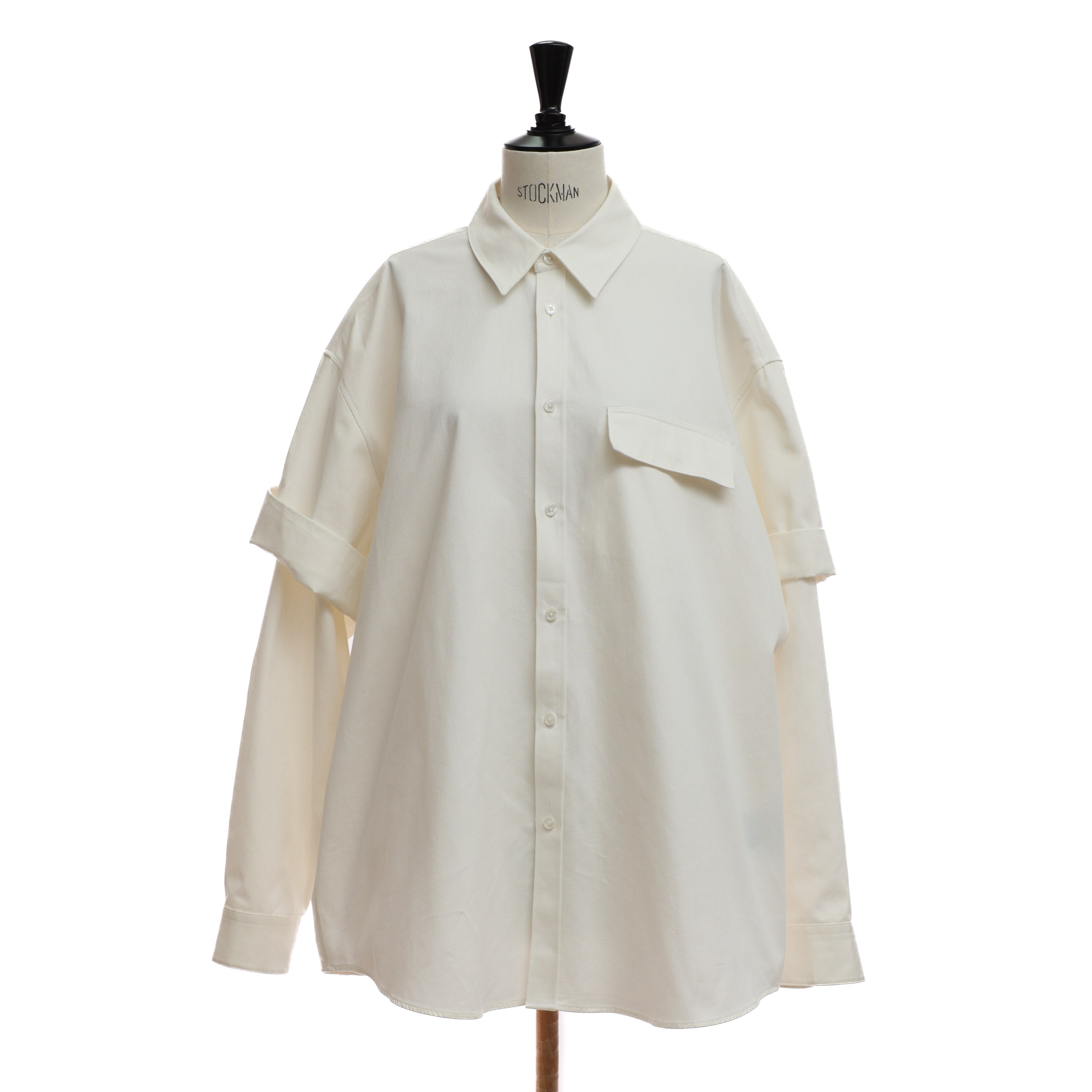 Рубашка MARTINE ROSE L айвори котон двойной руках,на спине принт