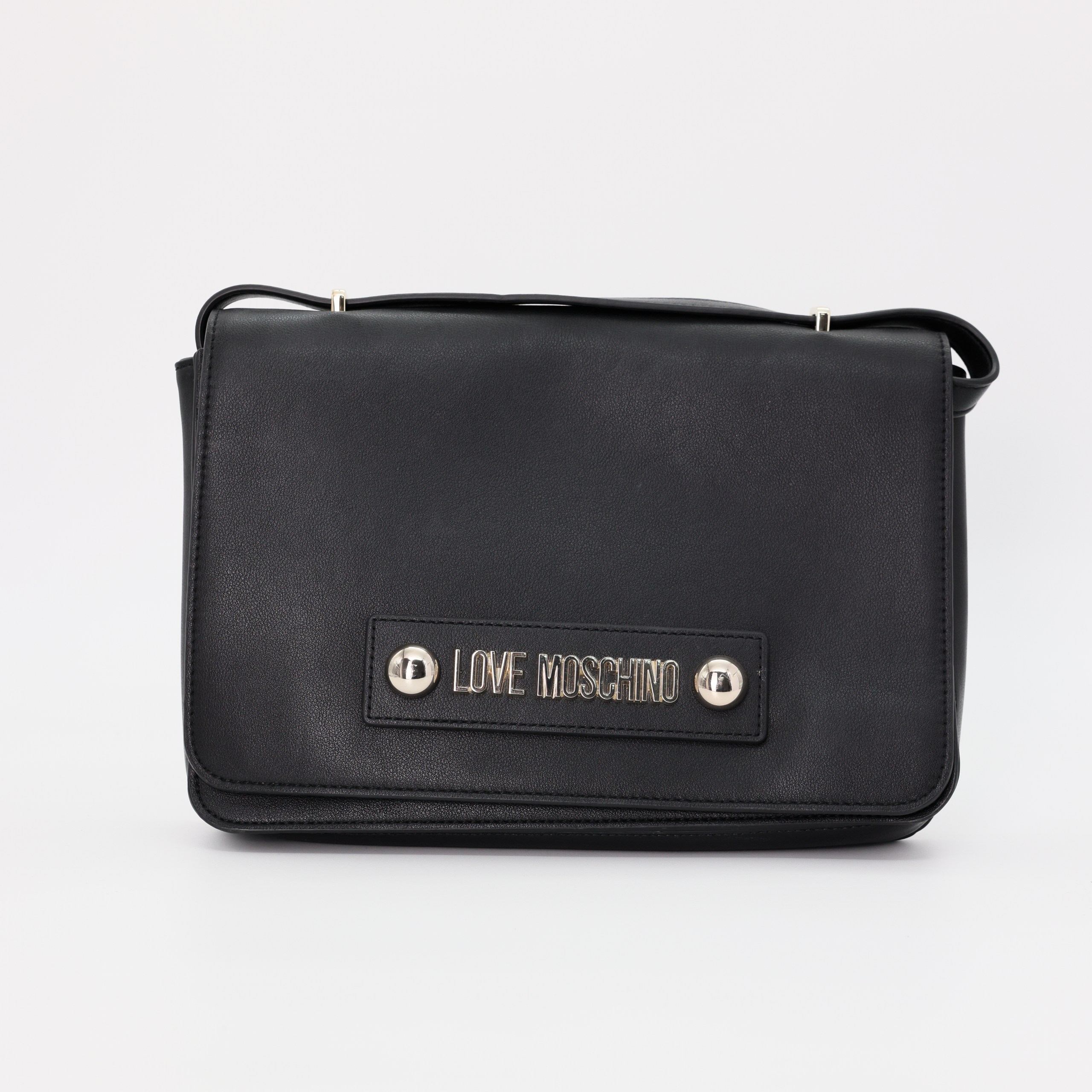 Сумка Love Moschino черная планшетка, золотая фурнитура и лого. Пыльник