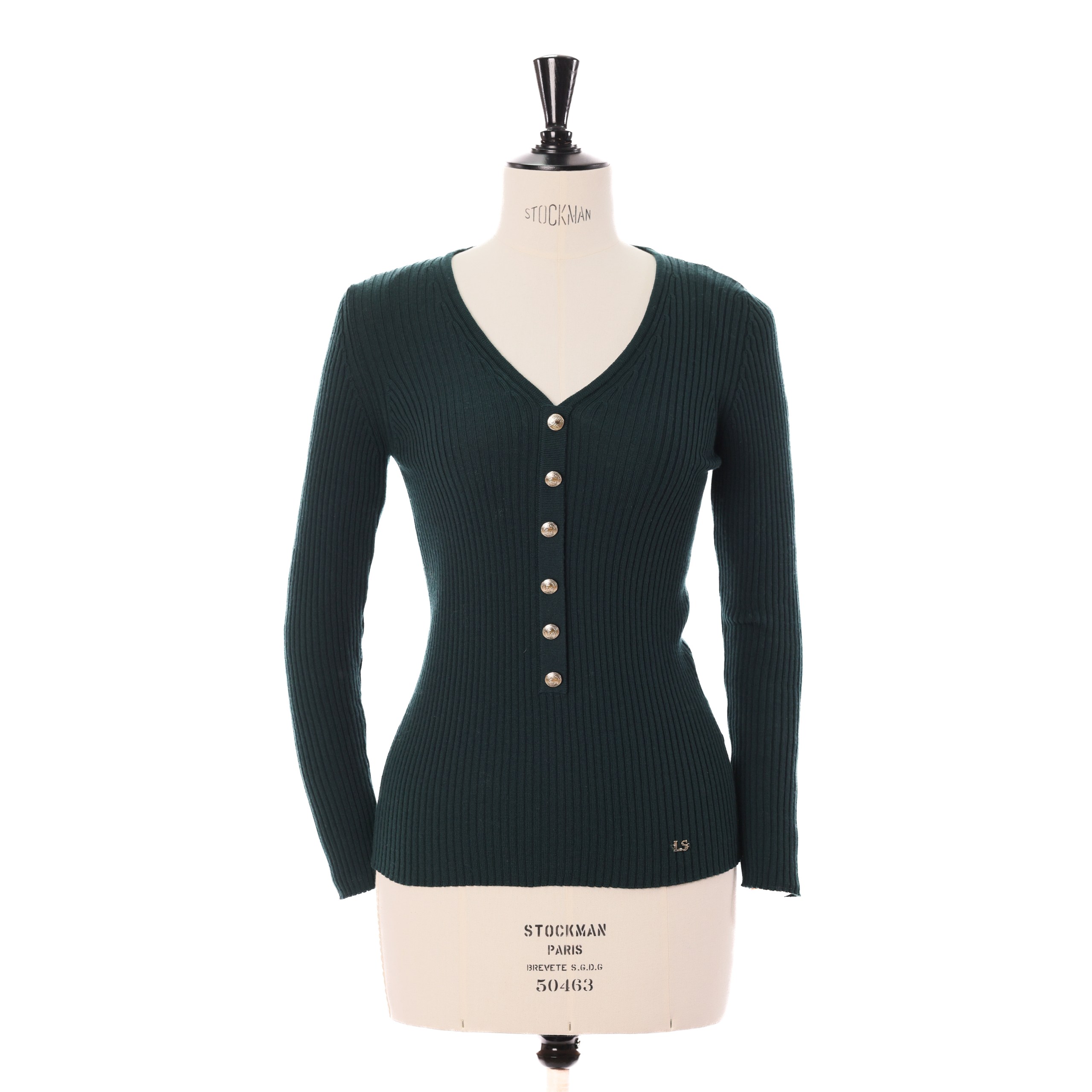 Топ LUISA SPAGNOLI S бутылочный шерсть золотые пуговицы по середине