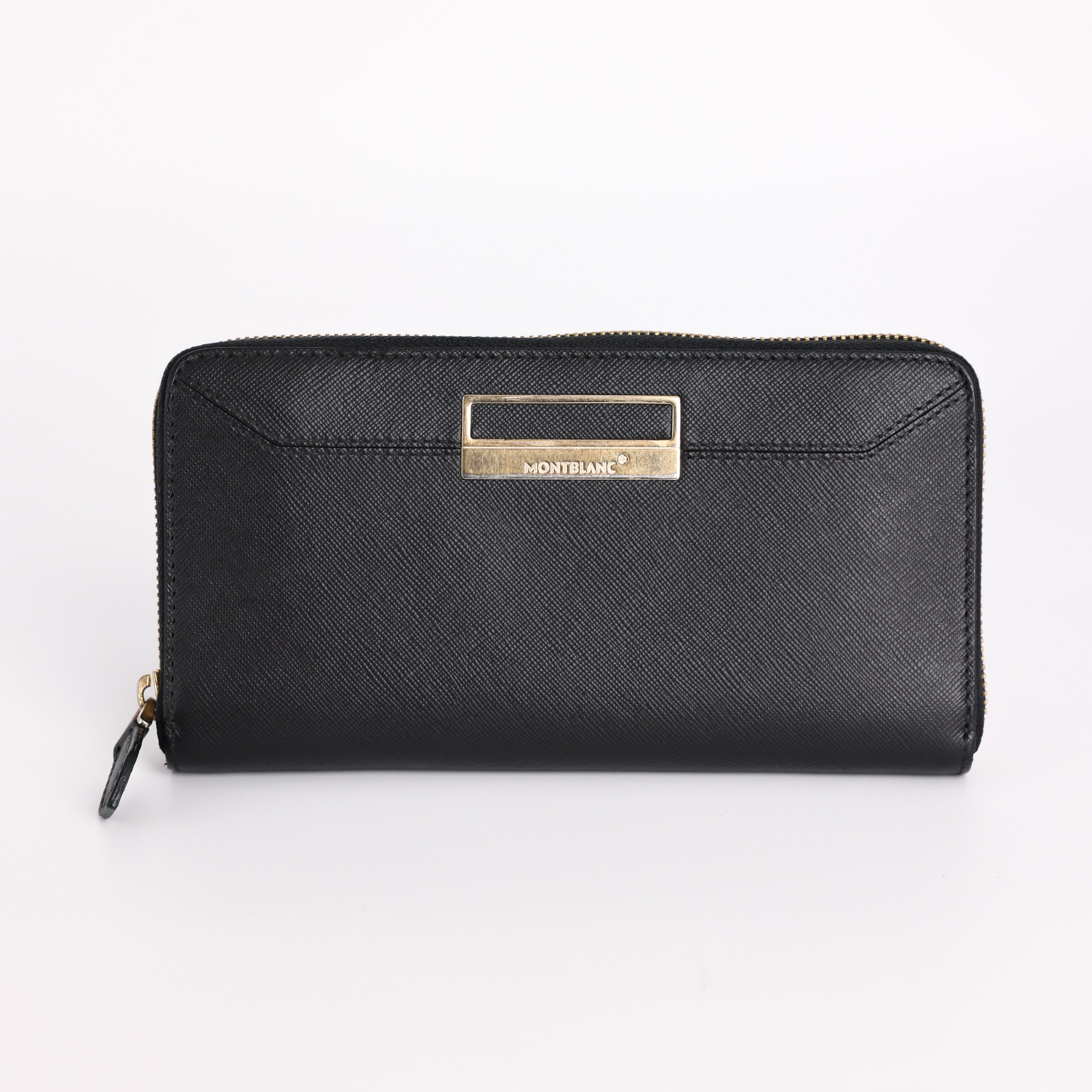 Портмоне MONTBLANC - Черный кожа сафьяно, желтый метал фурнитура