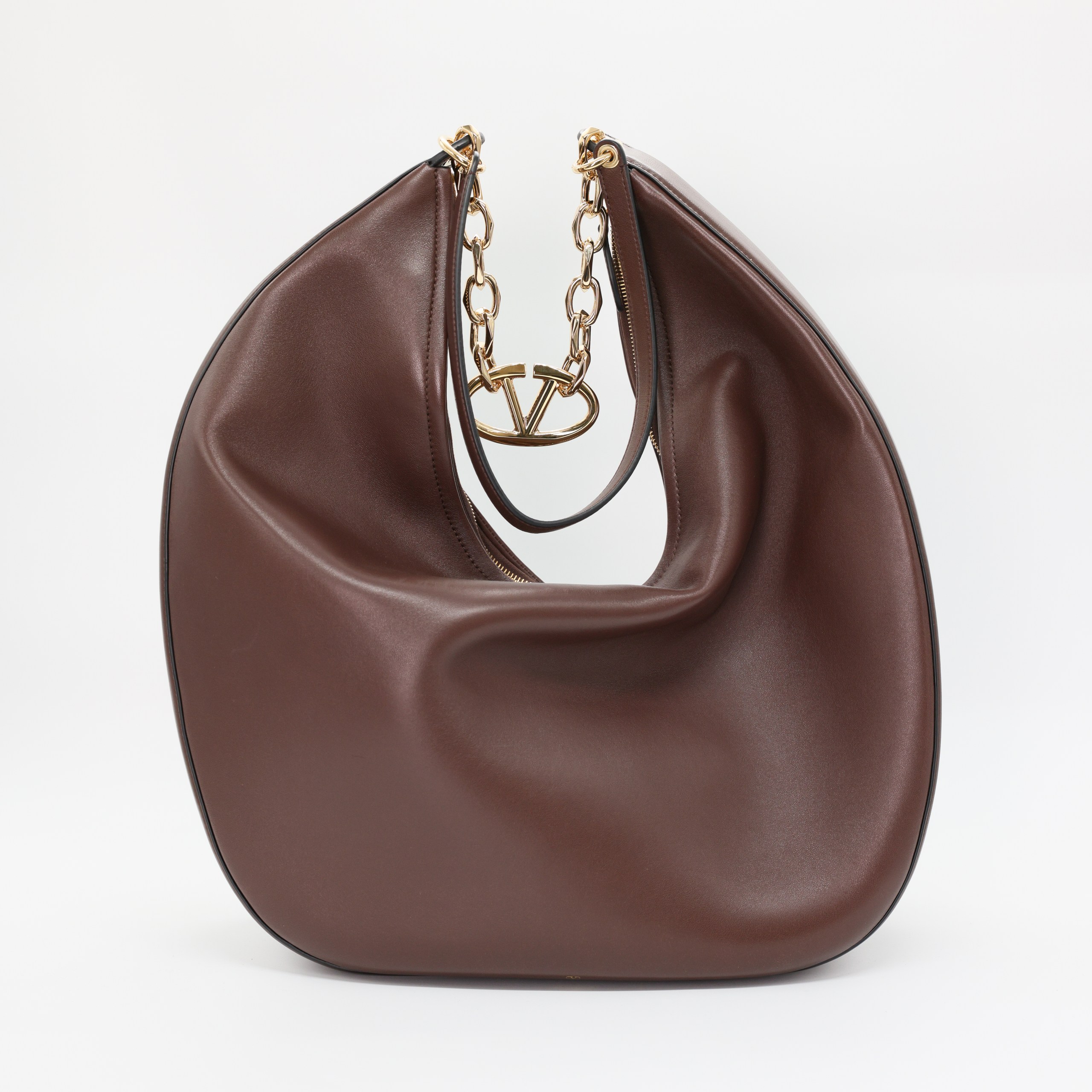 Сумка L VALENTINO LARGE темно-коричневый кожа модель-Moon Hobo,пыльник