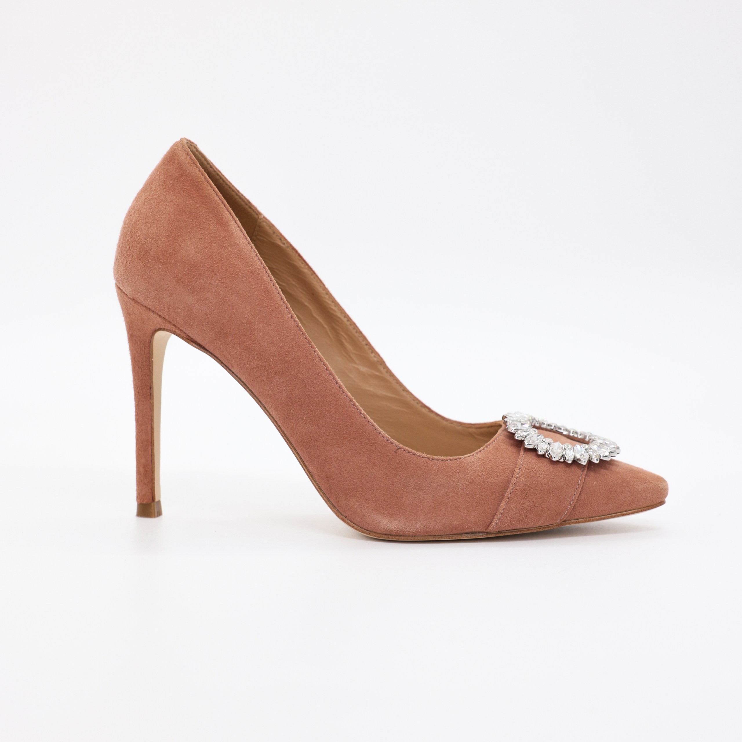 Туфли MK 6M бежевая замша, пряжка белые стразы. Пыльники