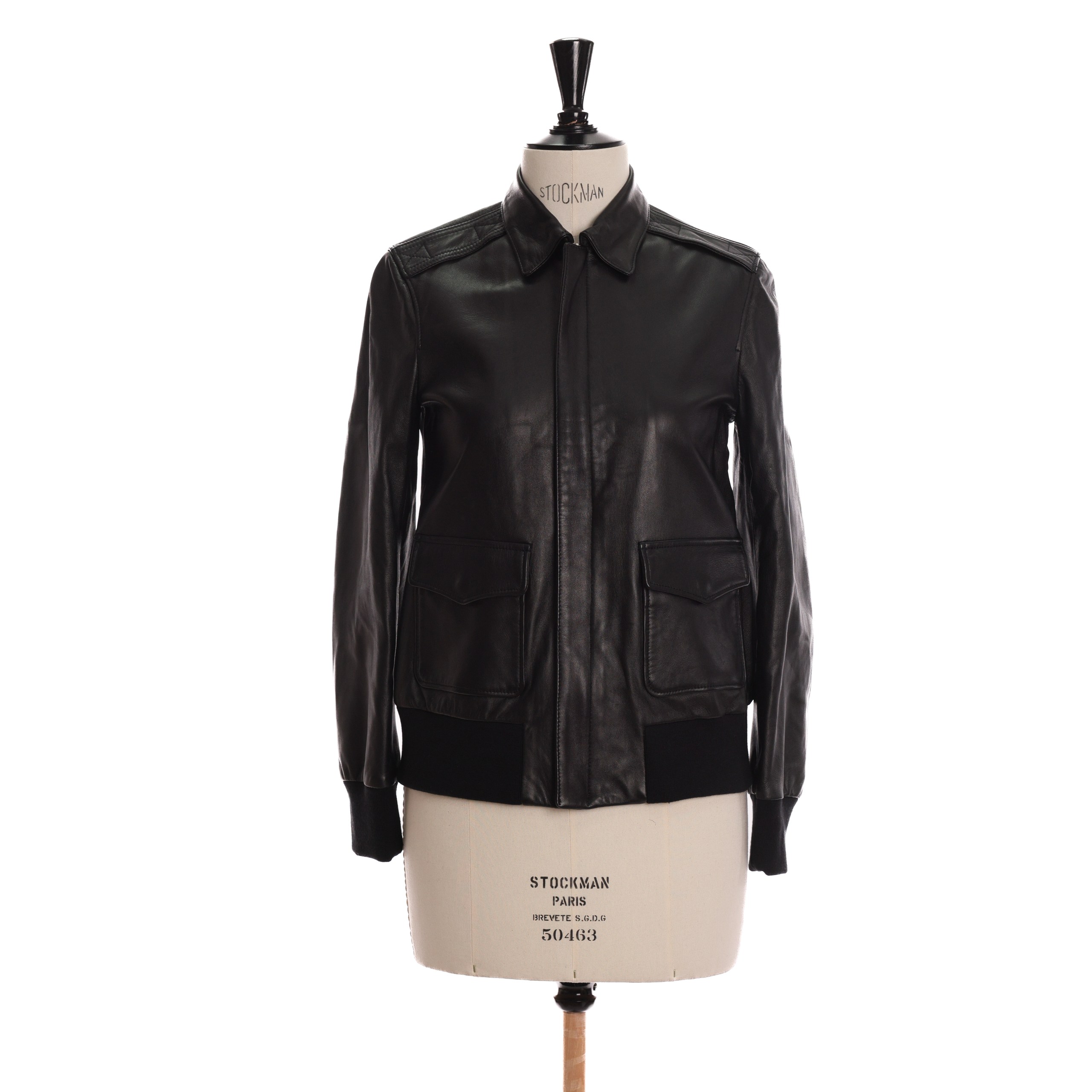 Куртка R13 M Черный кожа квадратные карманы,зиппер,резинки по краям