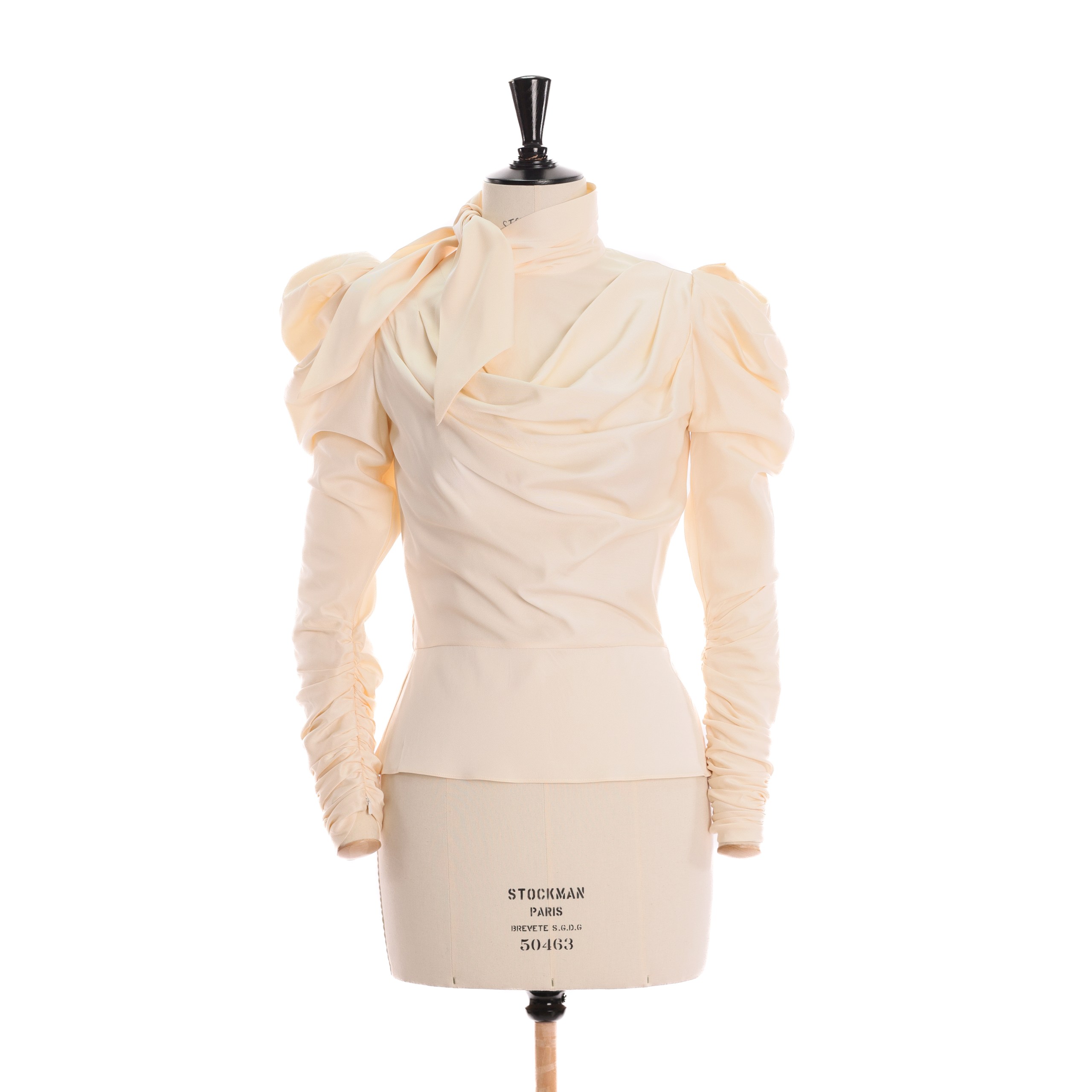 Блуза ZIMMERMANN 1 Айвори шелк волан по плечу,горлышко на завязке,зиппер по спинке