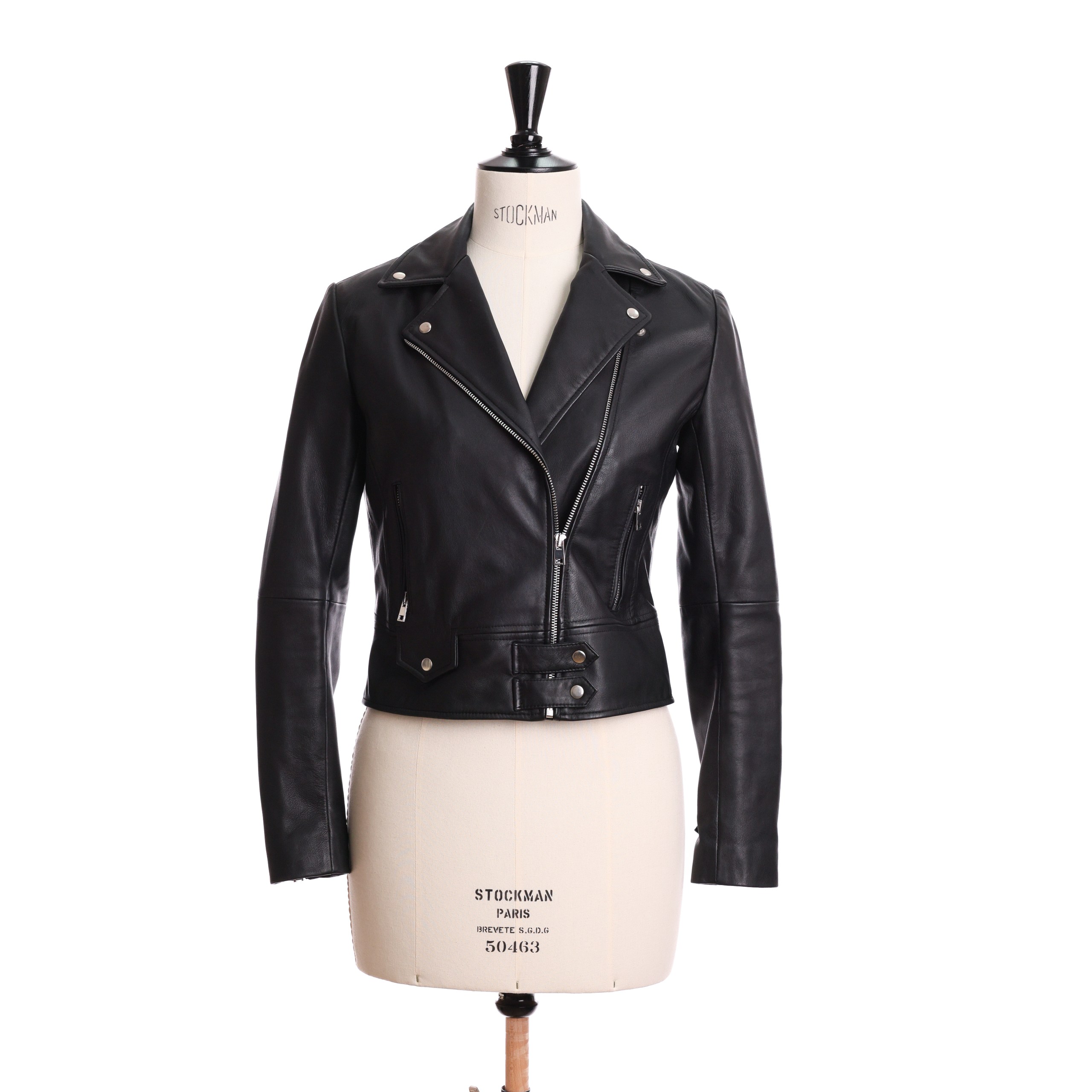 Куртка кожаная PINKO 40 Черный - косуха, стальная фурнитура