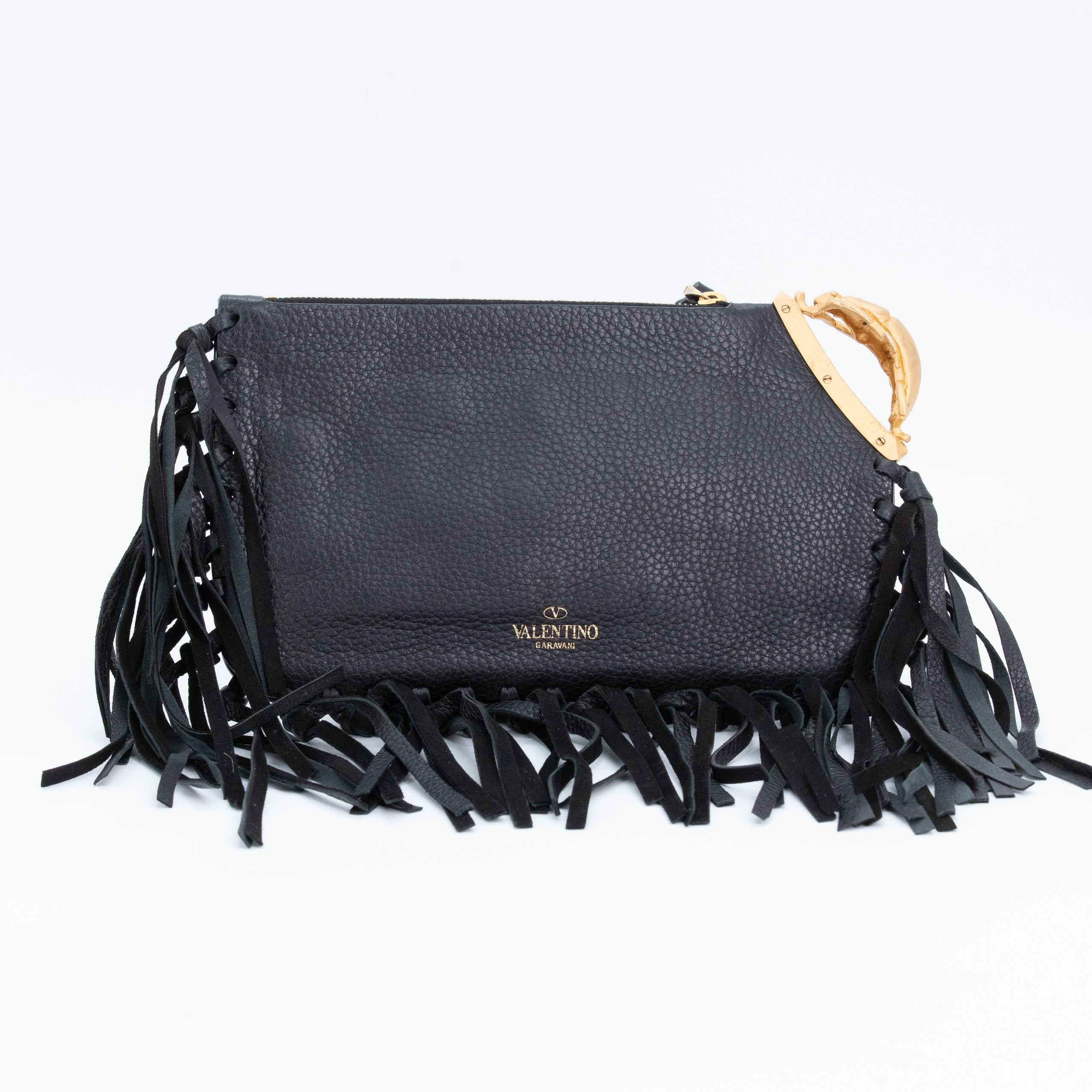 Сумка VALENTINO mini зернистая черная кожа