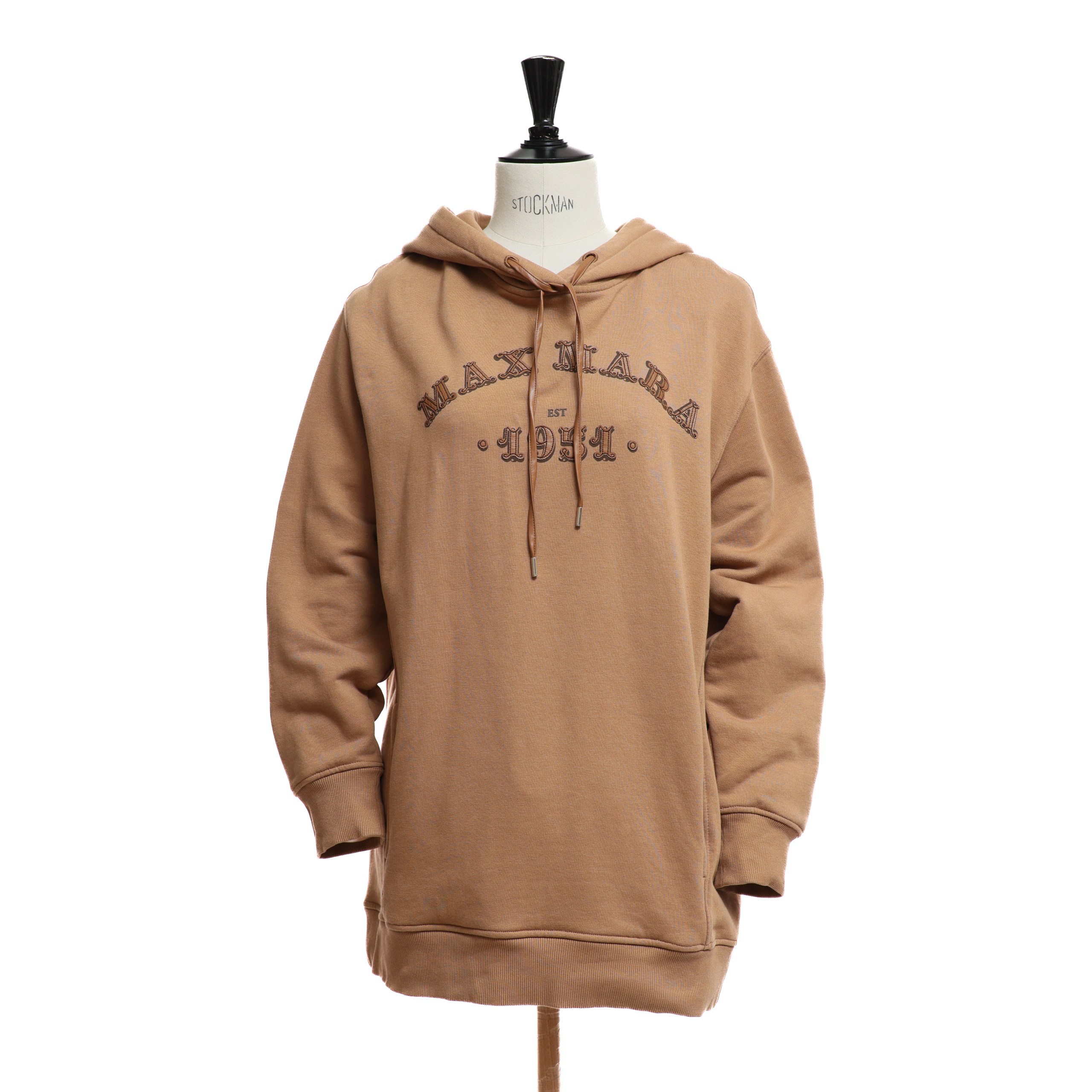 Худи MAX MARA S бежевый котон апликация лого на груди, капюшон