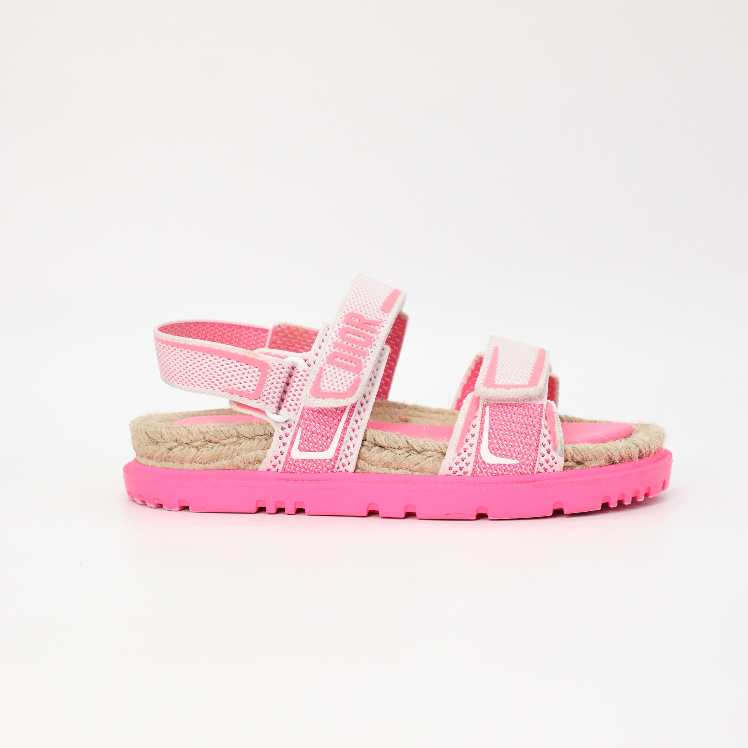 Сандалии CHRISTIAN DIOR 37,5 розовый текстиль два ремешка на липучках