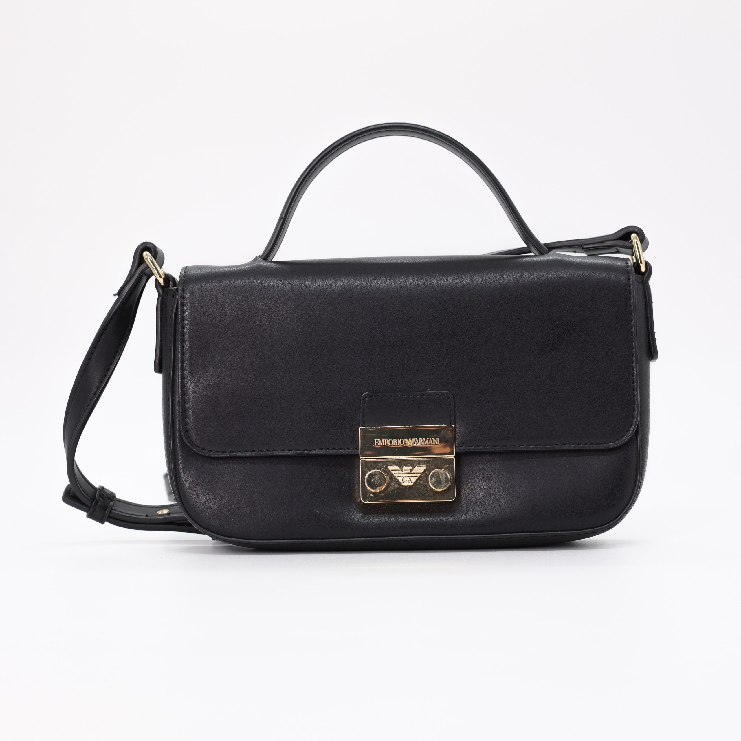 Сумка S EMPORIO ARMANI SMALL Черный кожа ремешек длинный,золотая фурнитура