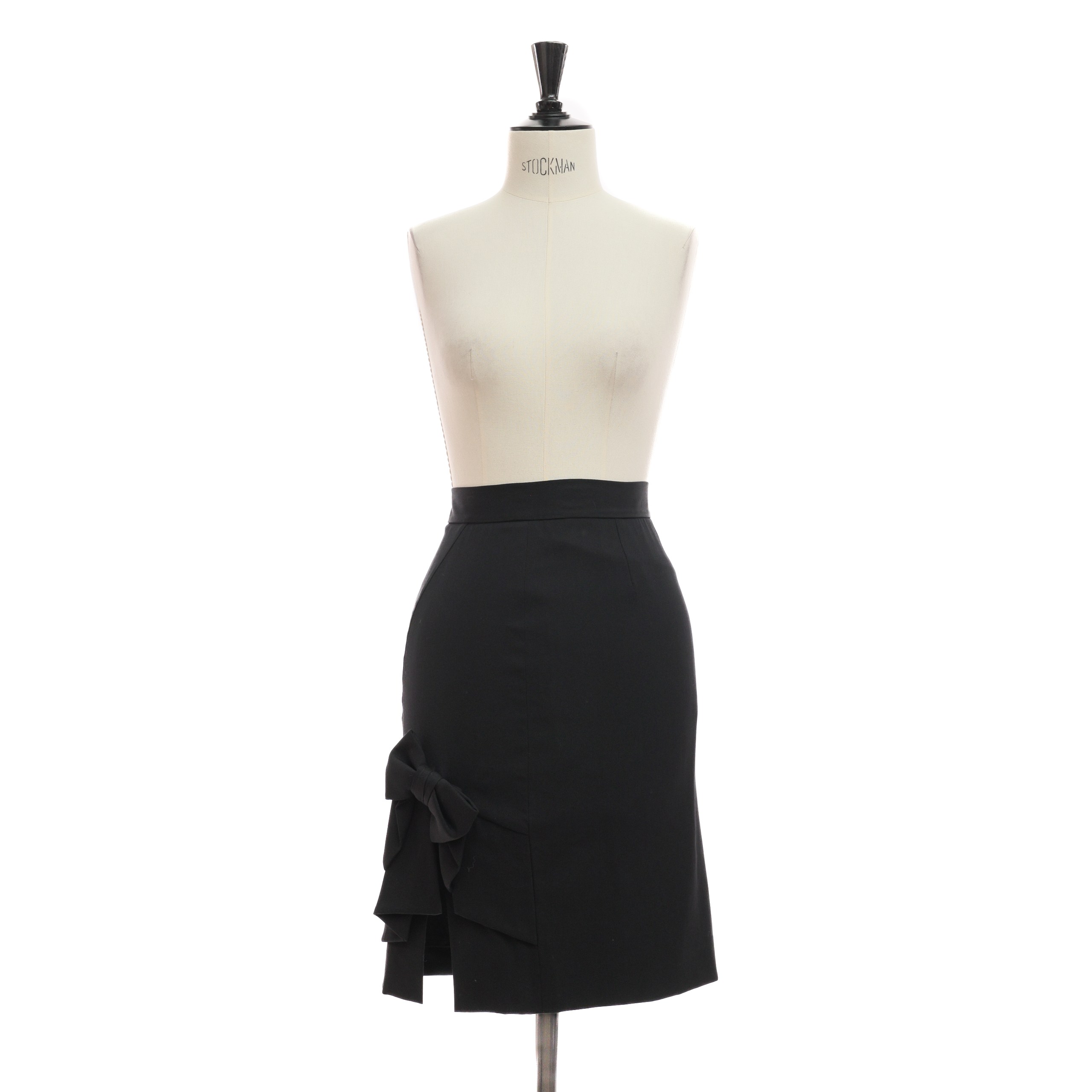 Юбка VALENTINO 40 Черный шерсть по задней части снизу бант,зиппер