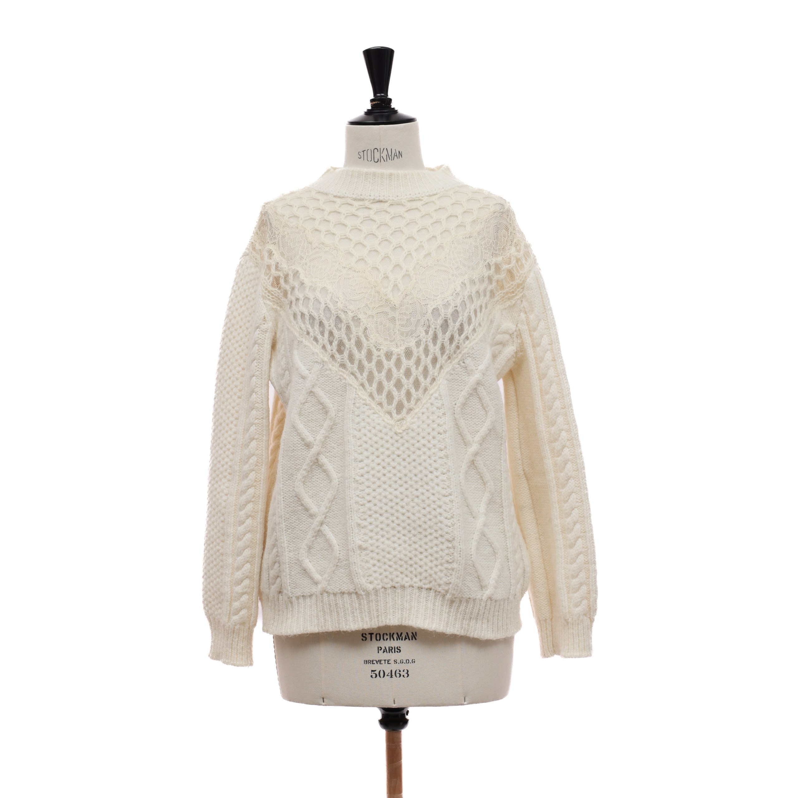 Свитер RED VALENTINO M Айвори текстиль вязка,гиппюр по декольте