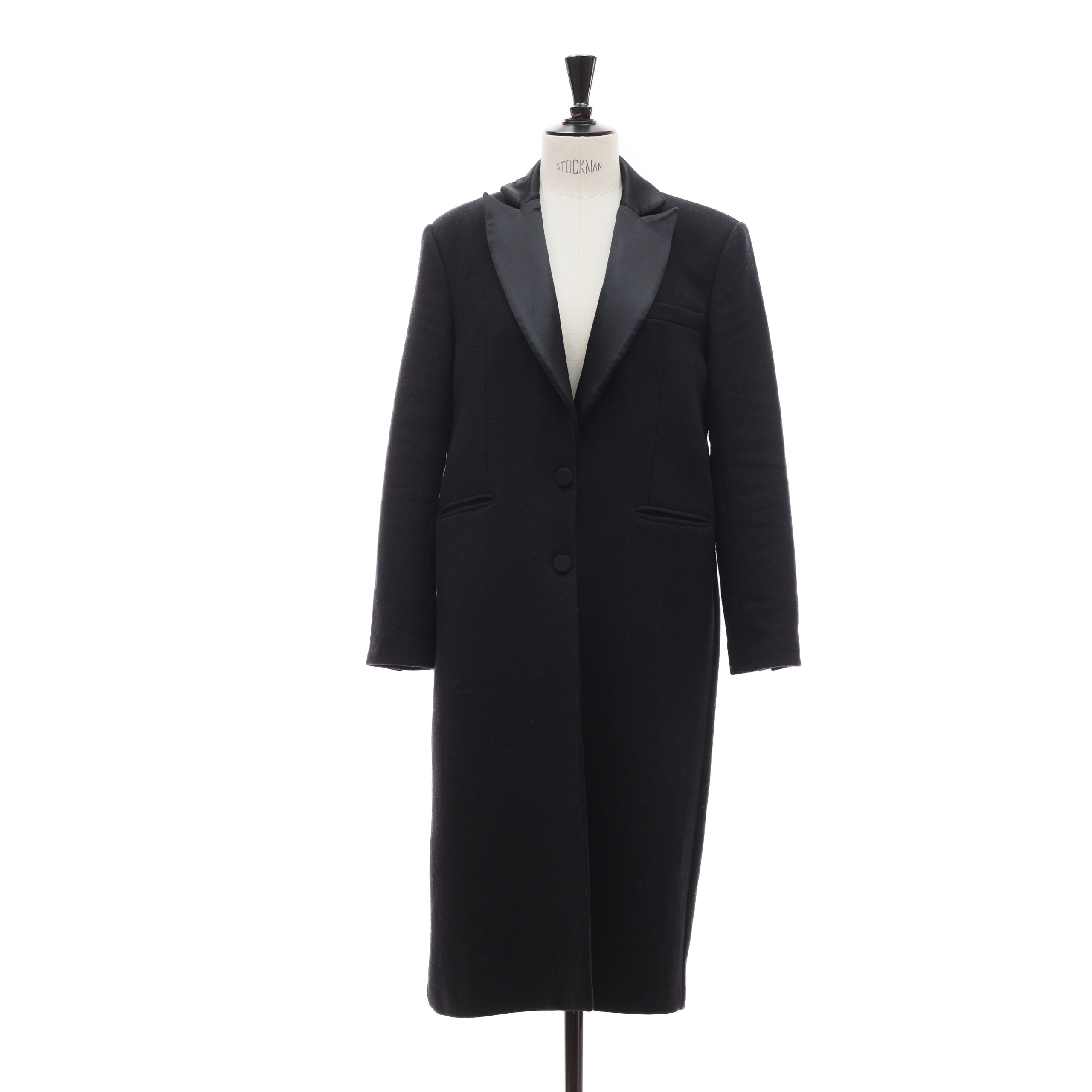 Пальто ANINE BING M Черный шерсть атласные вставки/манжет,прорезные карманы,на пуговицах