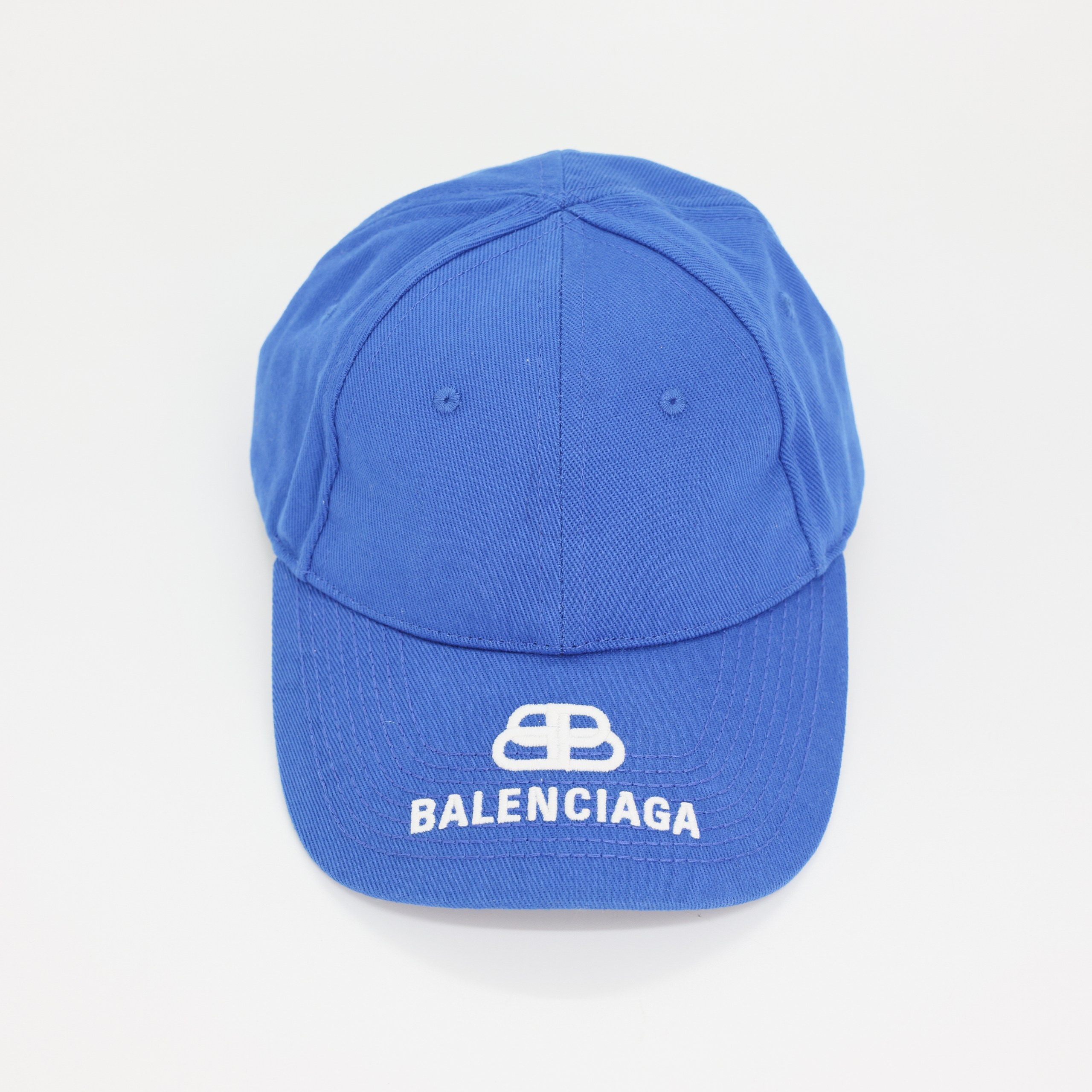 Кепка BALENCIAGA 58см синий  котон, белая надпись