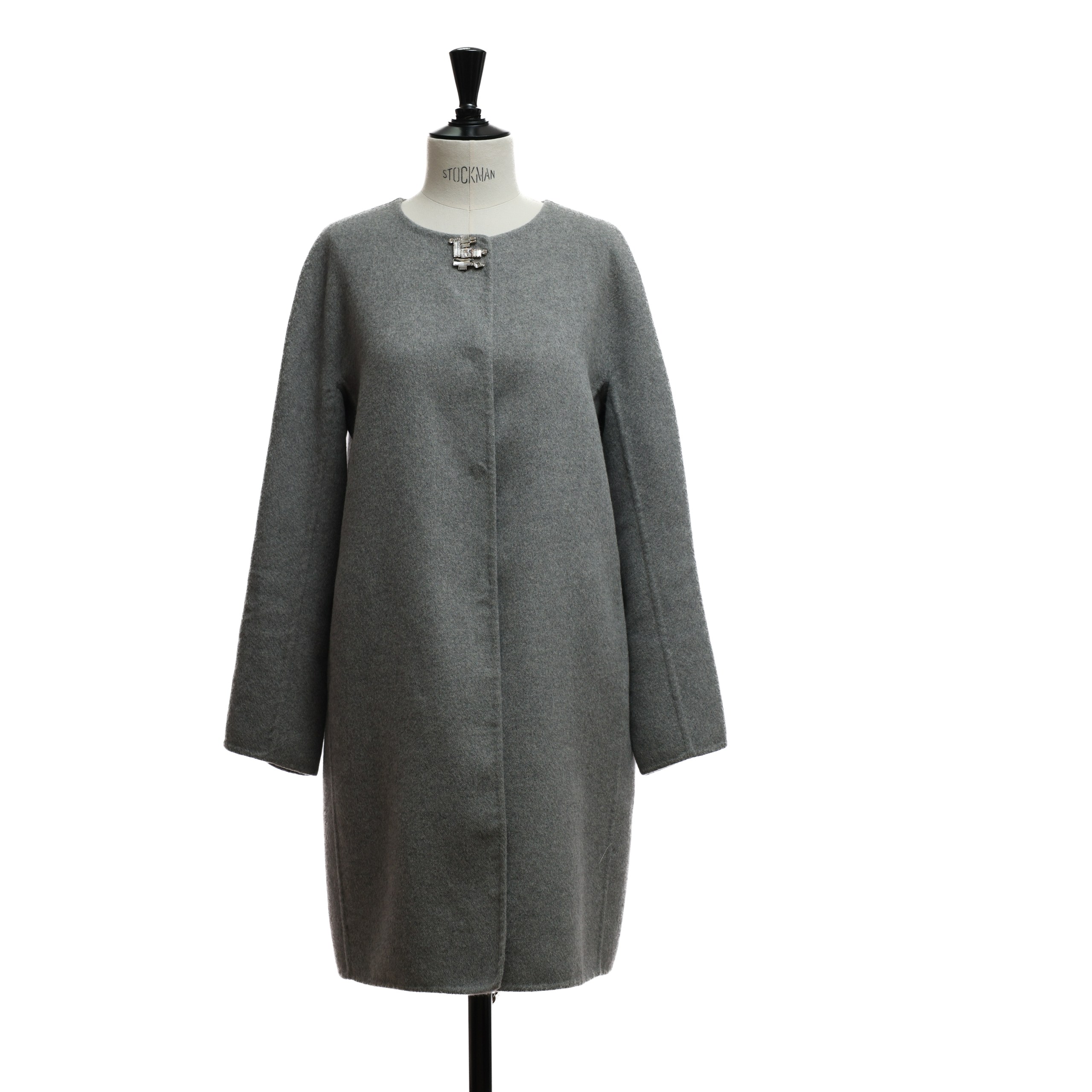 Пальто ERMANNO SCERVINO 42 серый ангора декор камни на верхней кнопке