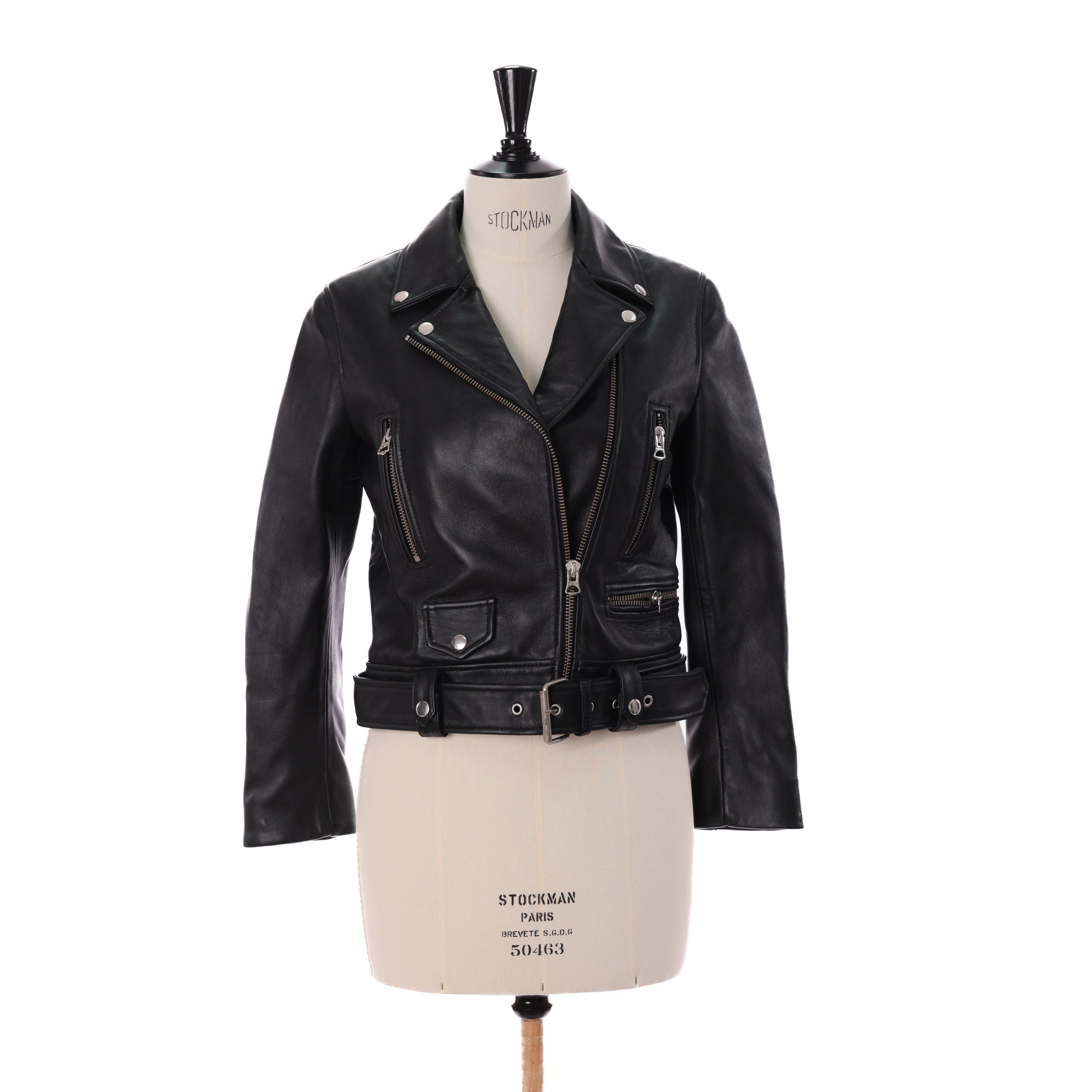 Куртка кожаная ACNE STUDIOS 36 металлик кожа косуха, под пояс, стальная фурнитура