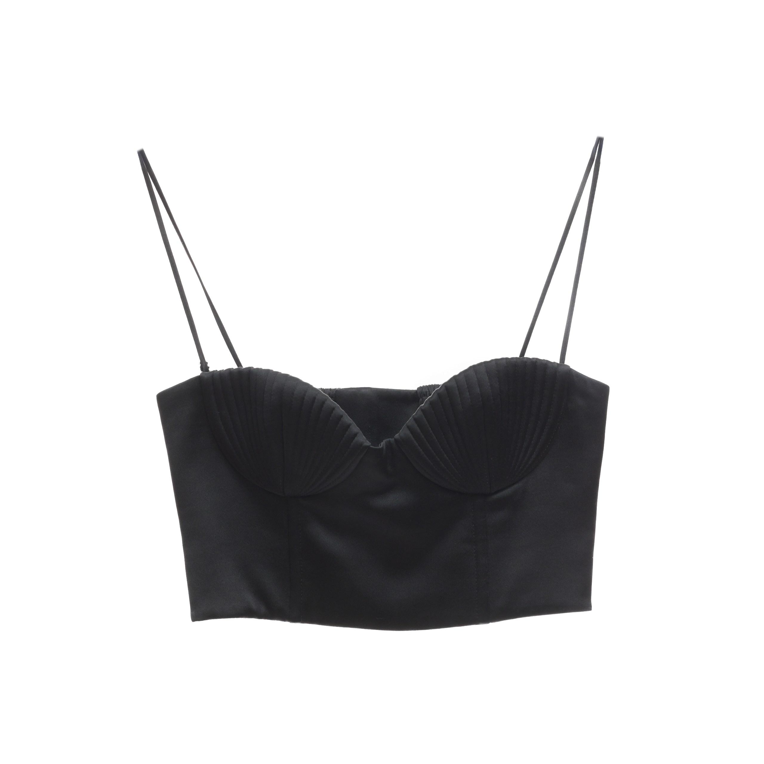 Топ BEVZA XS Черный вискоза декор ракушек по груди,тонкий лямки