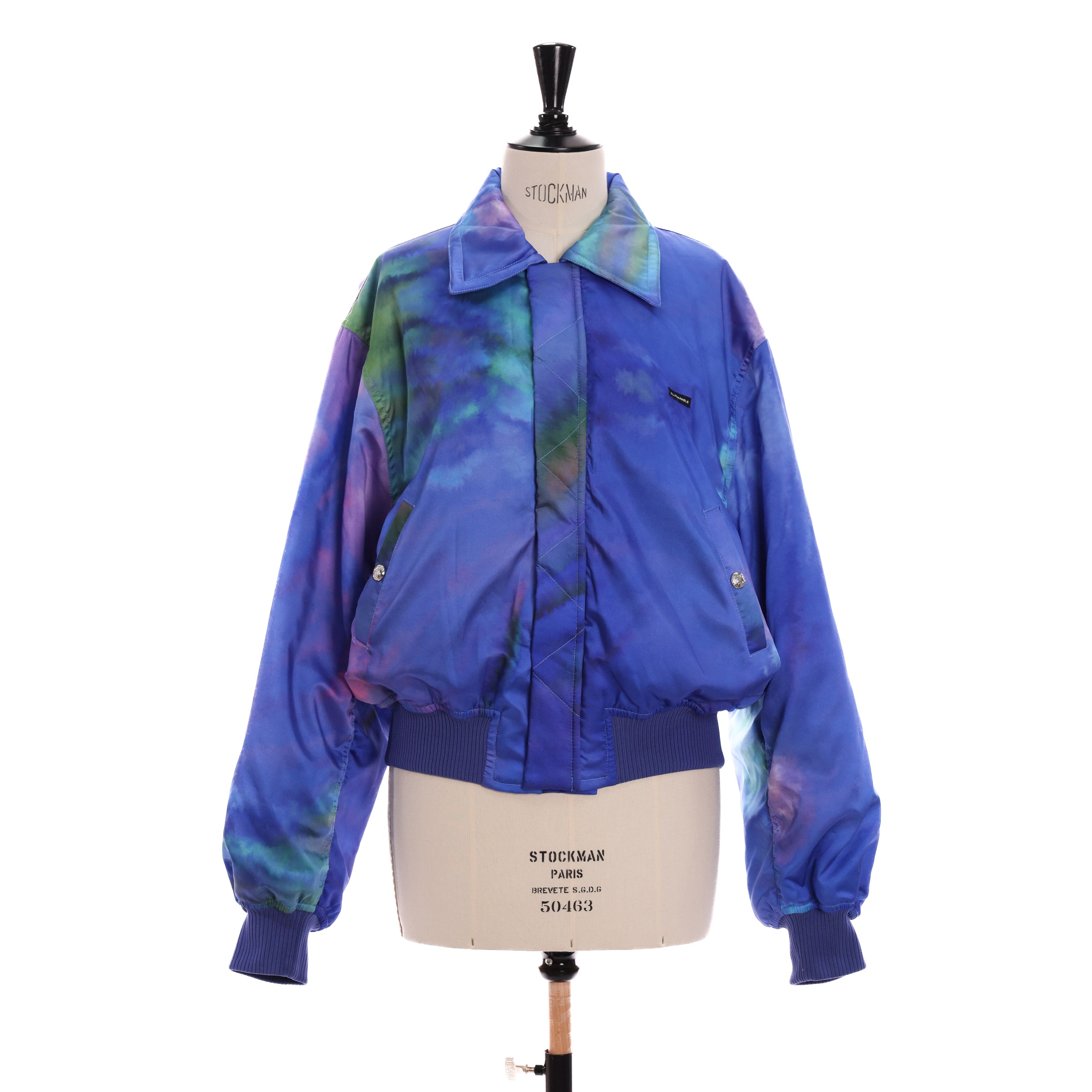 Ветровка BLUEMARBLE M синий текстиль принт акварель фиолетево-зеленый,зиппер и кнопки