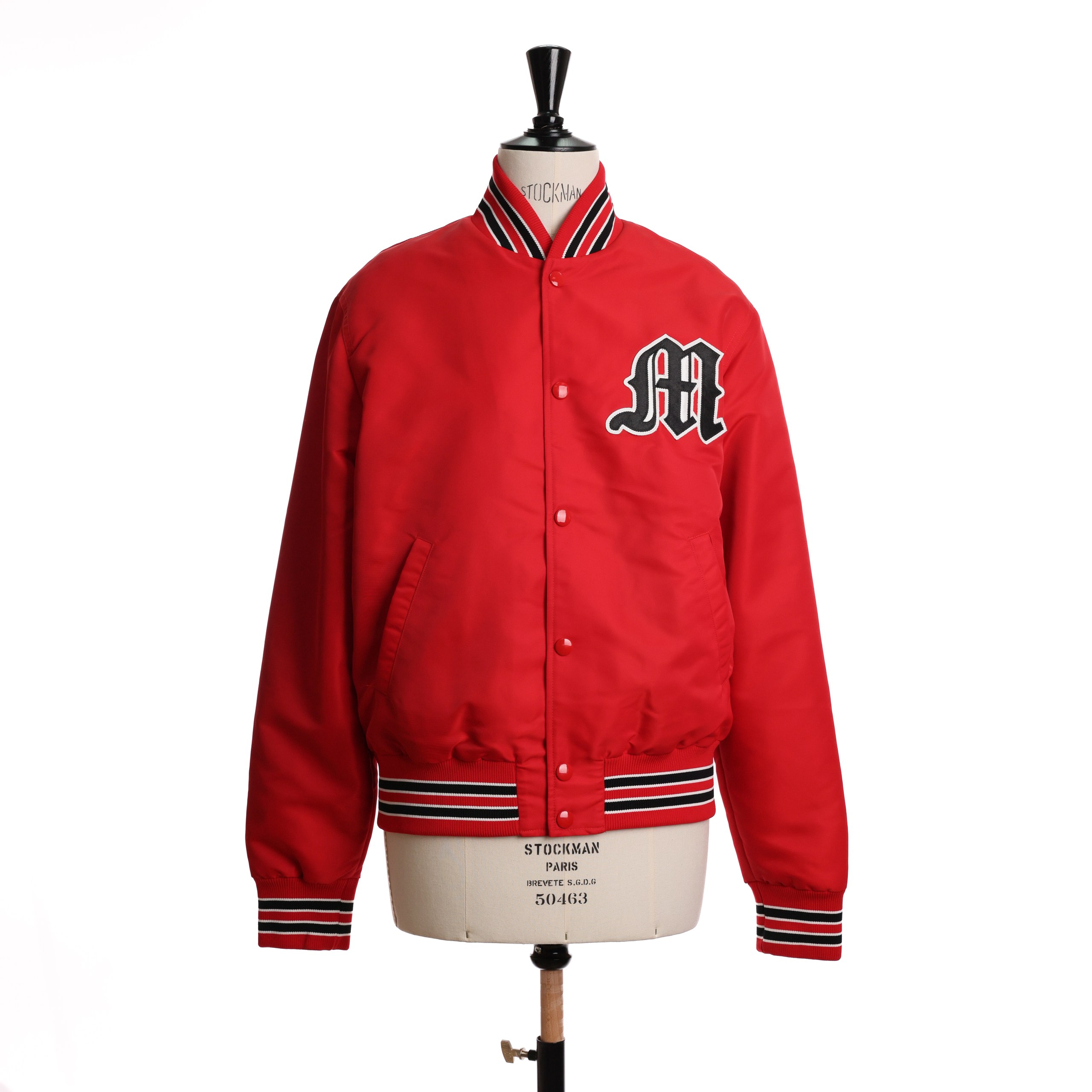 Ветровка MSGM 50 Красный текстиль черное красные линии по вороту и рукавам,большая черная М на левой груди,на кнопках