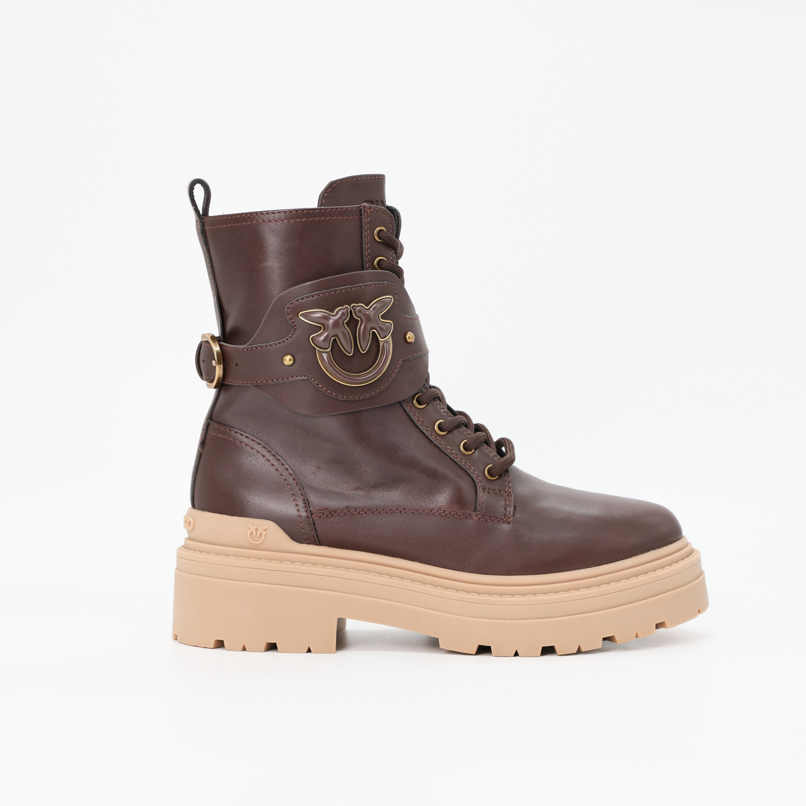 Ботинки PINKO 37 коричневый кожа внутренний зиппер,ремешек по щиколодке с лого,коробка