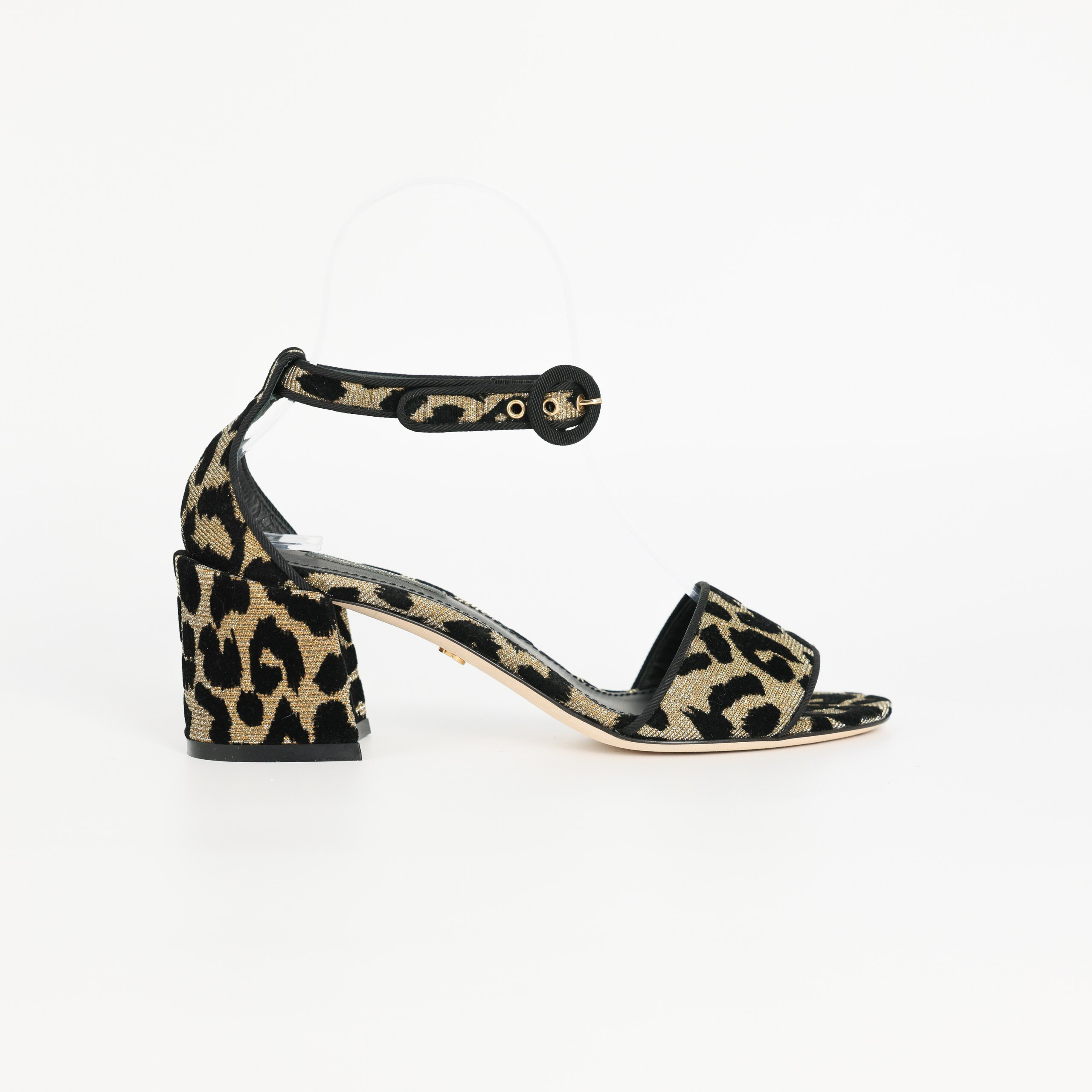 Босоножки DOLCE & GABBANA 36,5 MULTICOLOR текстиль золотой люрекс+черный бархат леопардовая расцветка. Коробка