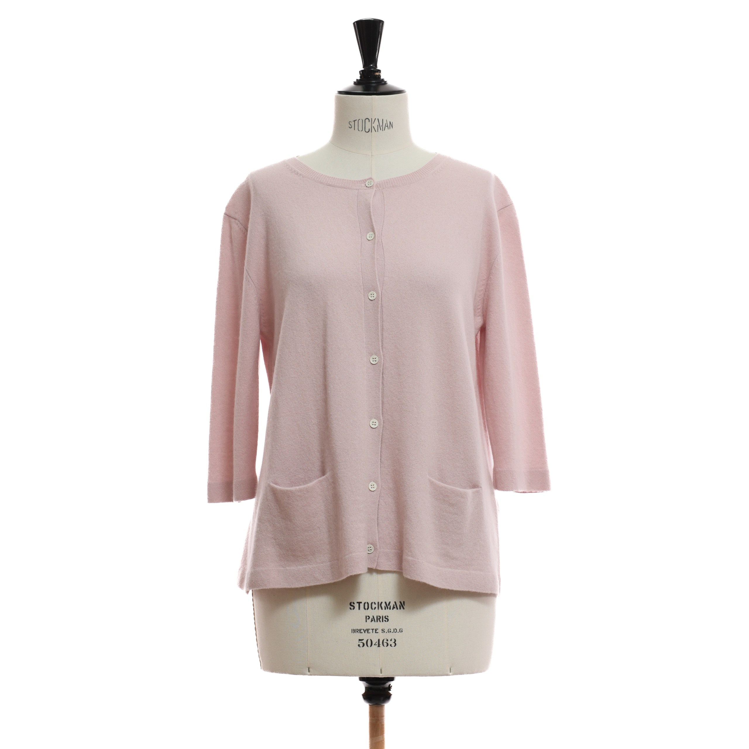 Кардиган ALLUDE L Розовый кашемир на пуговицах,маленькие прорезные карманы