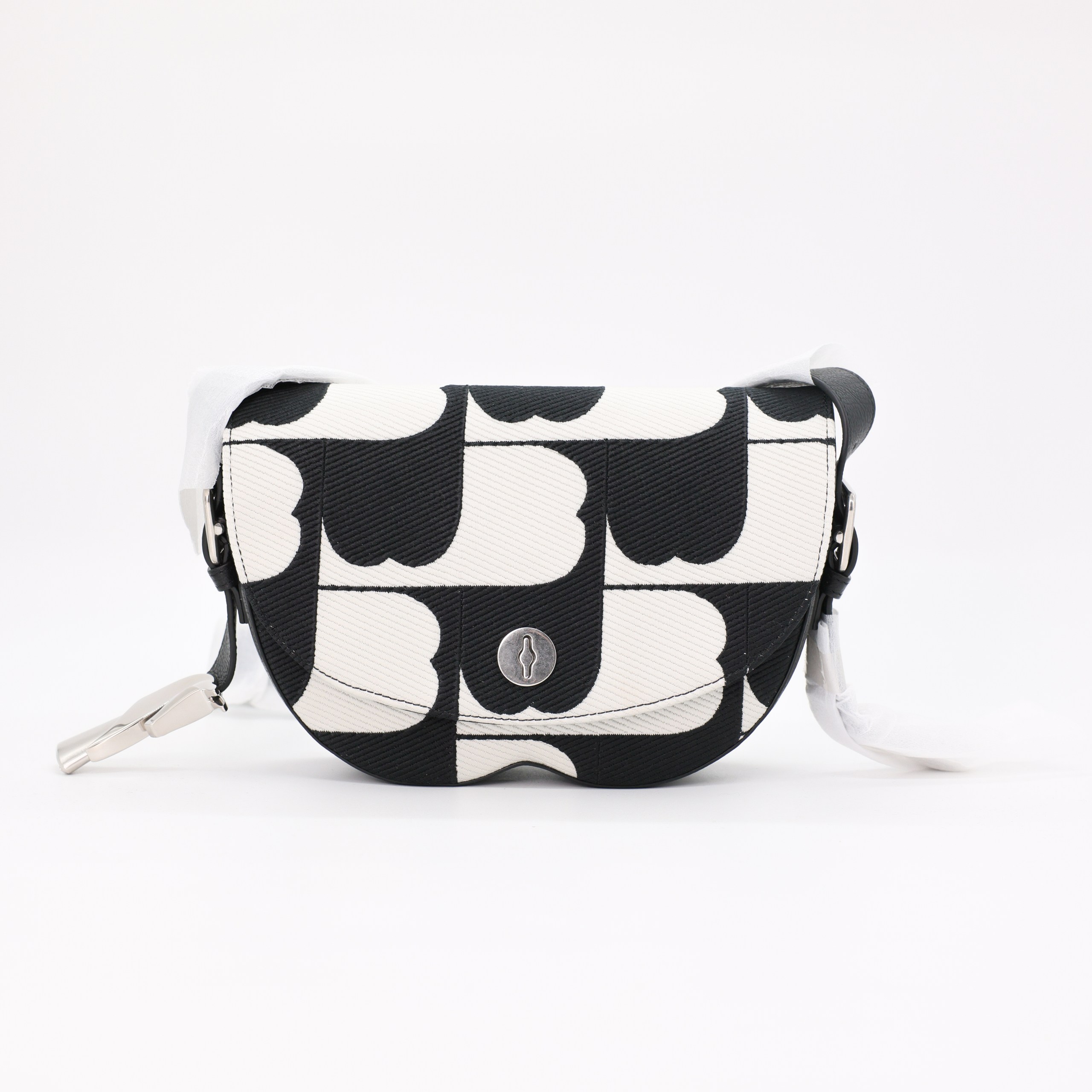 Сумка M BURBERRY MIDDLE Черно-белый текстиль Chess Shoulder Bag,пыльник