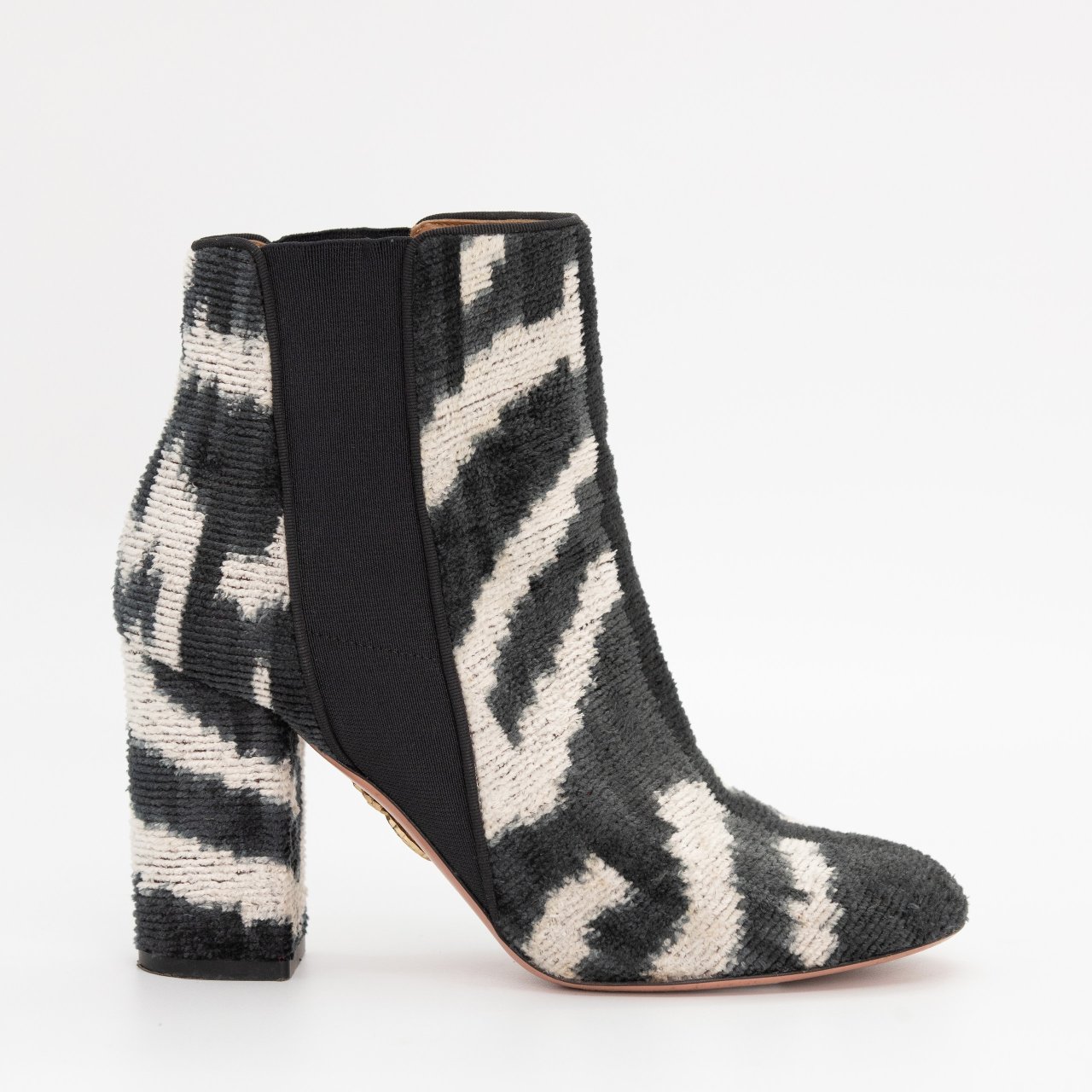 Полуботинки AQUAZZURA 37 MULTICOLOR текстиль сине-белые разводы, резинки по бокам