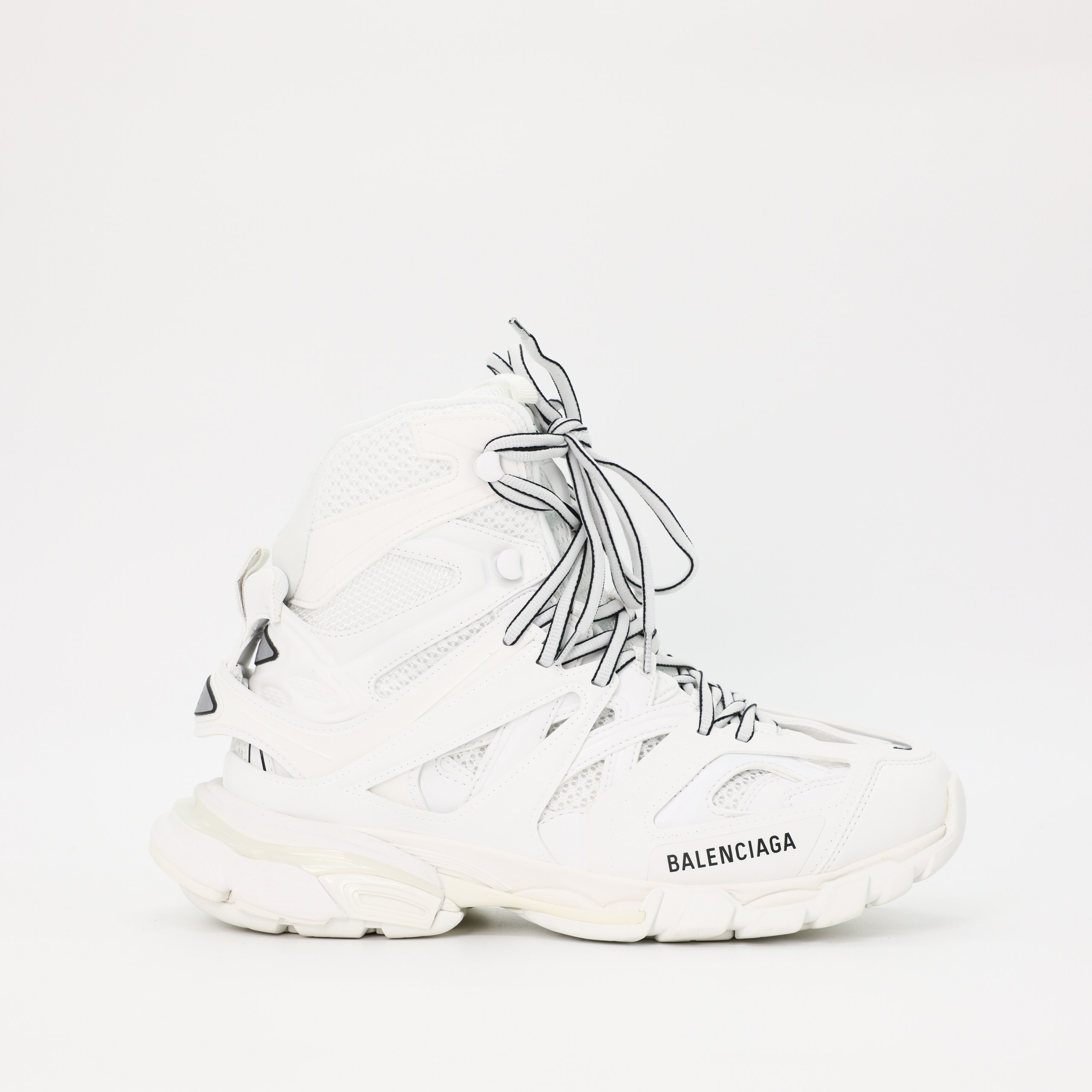 Хайтопы BALENCIAGA 40 Белый BLANC кожа/сетка белые с черным шнурки. Коробка