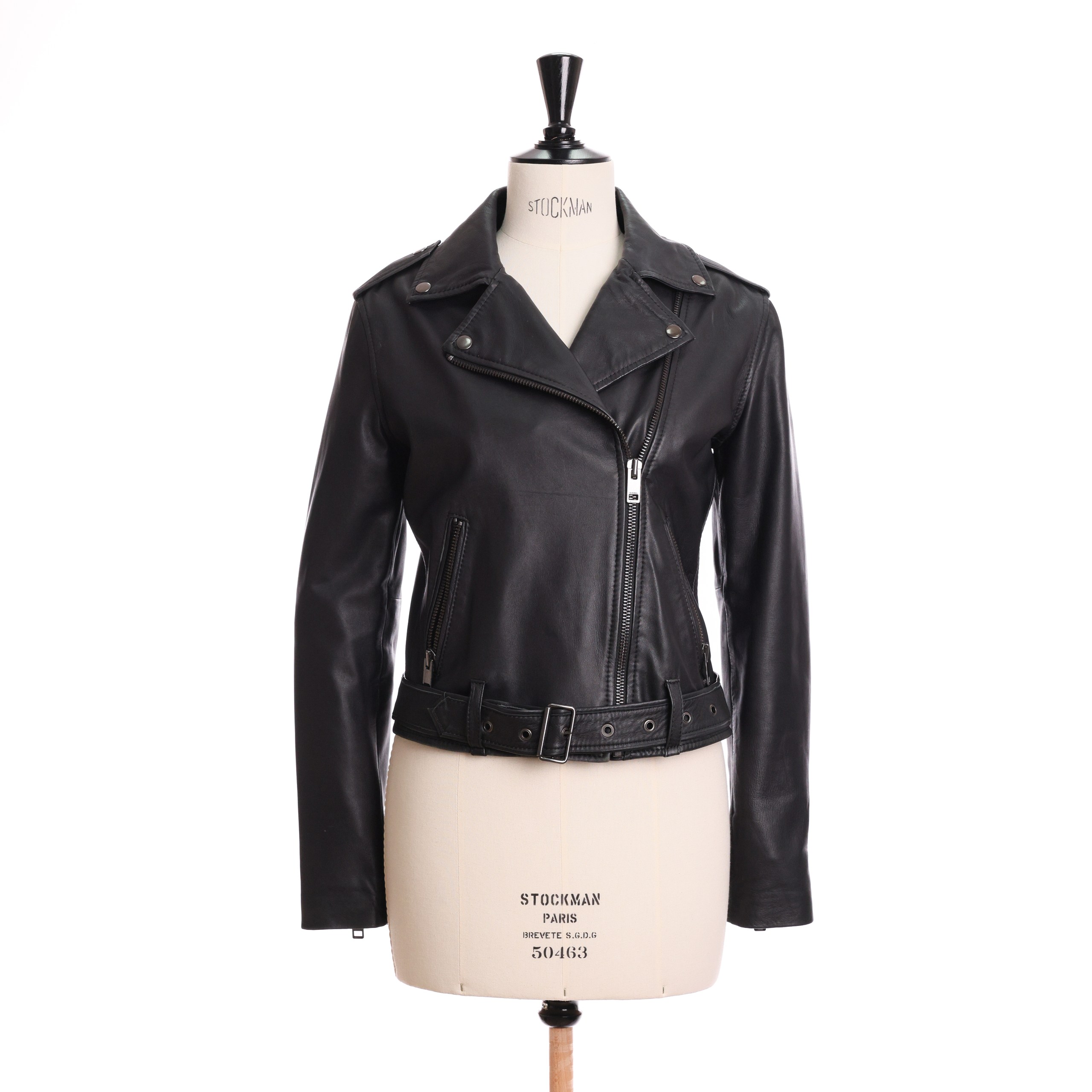 Куртка кожаная DIESEL M Черный кожа под пояс, черненный метал фурнитура