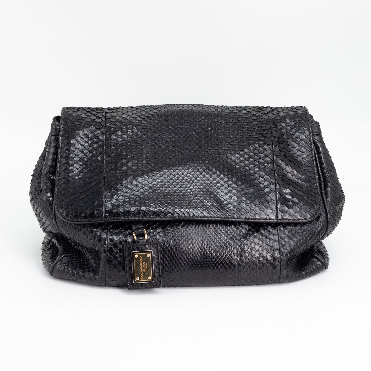 Сумка большая DOLCE & GABBANA - Черный кожа питона, доп лямка, золото фурнитура