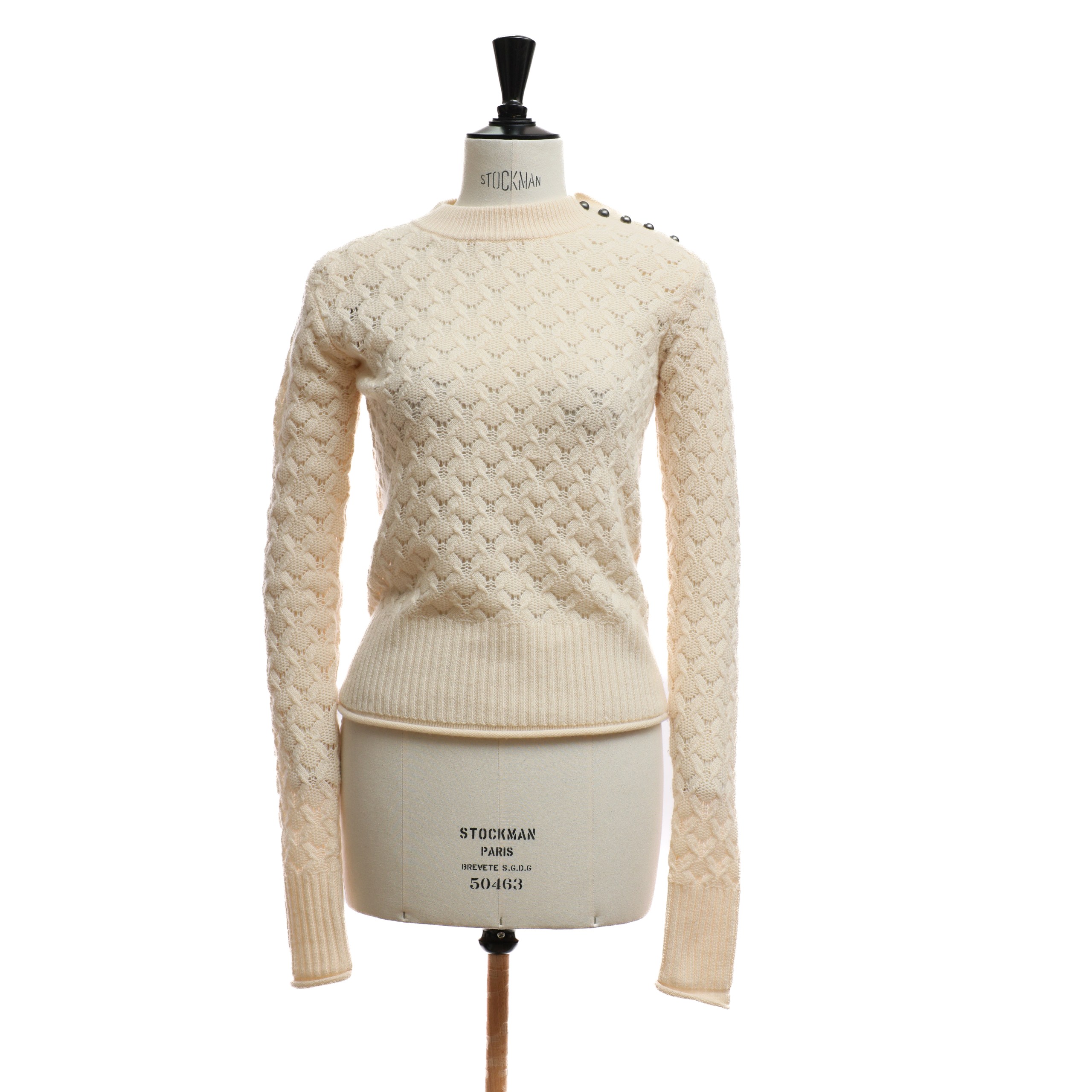Свитер SPORTMAX S айвори шерсть вязка,5 пуговиц на левом плече
