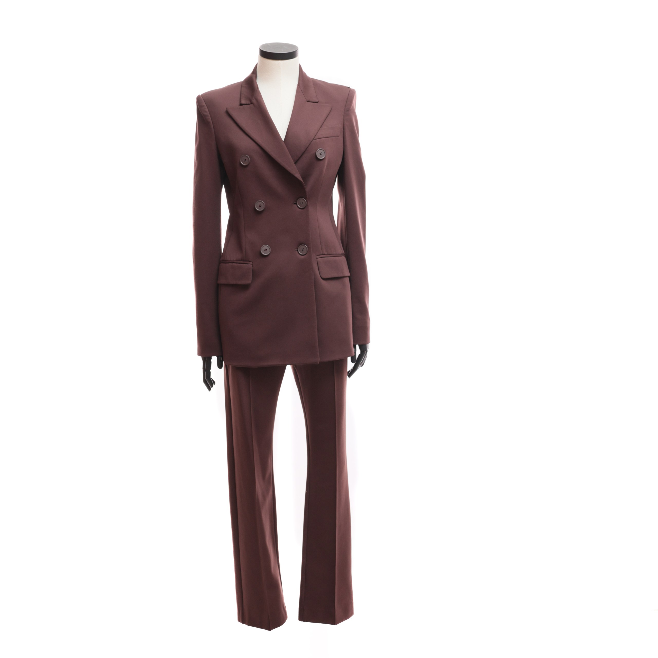 Костюм SPORTMAX S Марсала текстиль двубортный пиджак,прямые брюки с прорезными карманами сзади