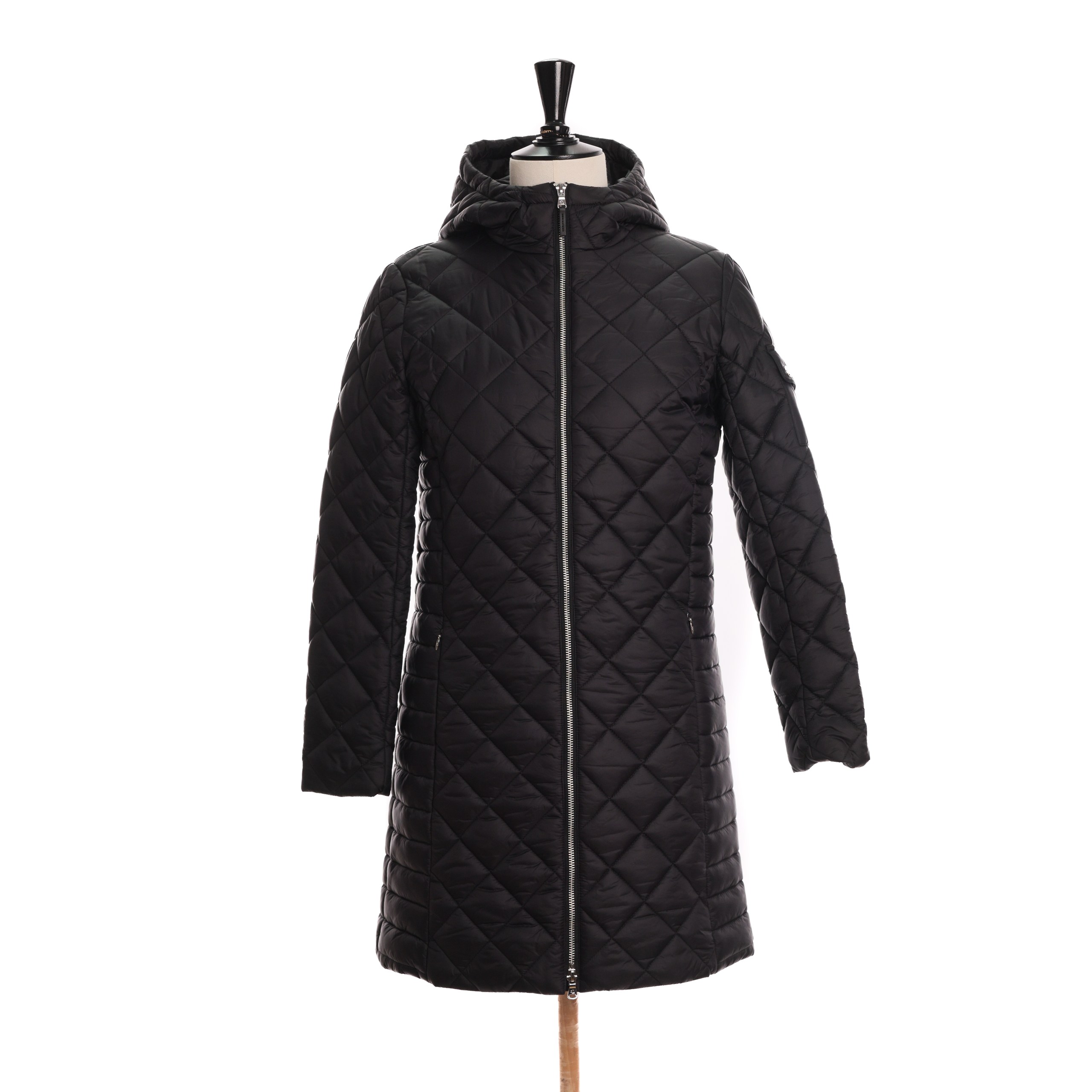 Пальто RALPH LAUREN XS Черный балонь стеганное ромбом, капюшон, стальная фурнитура