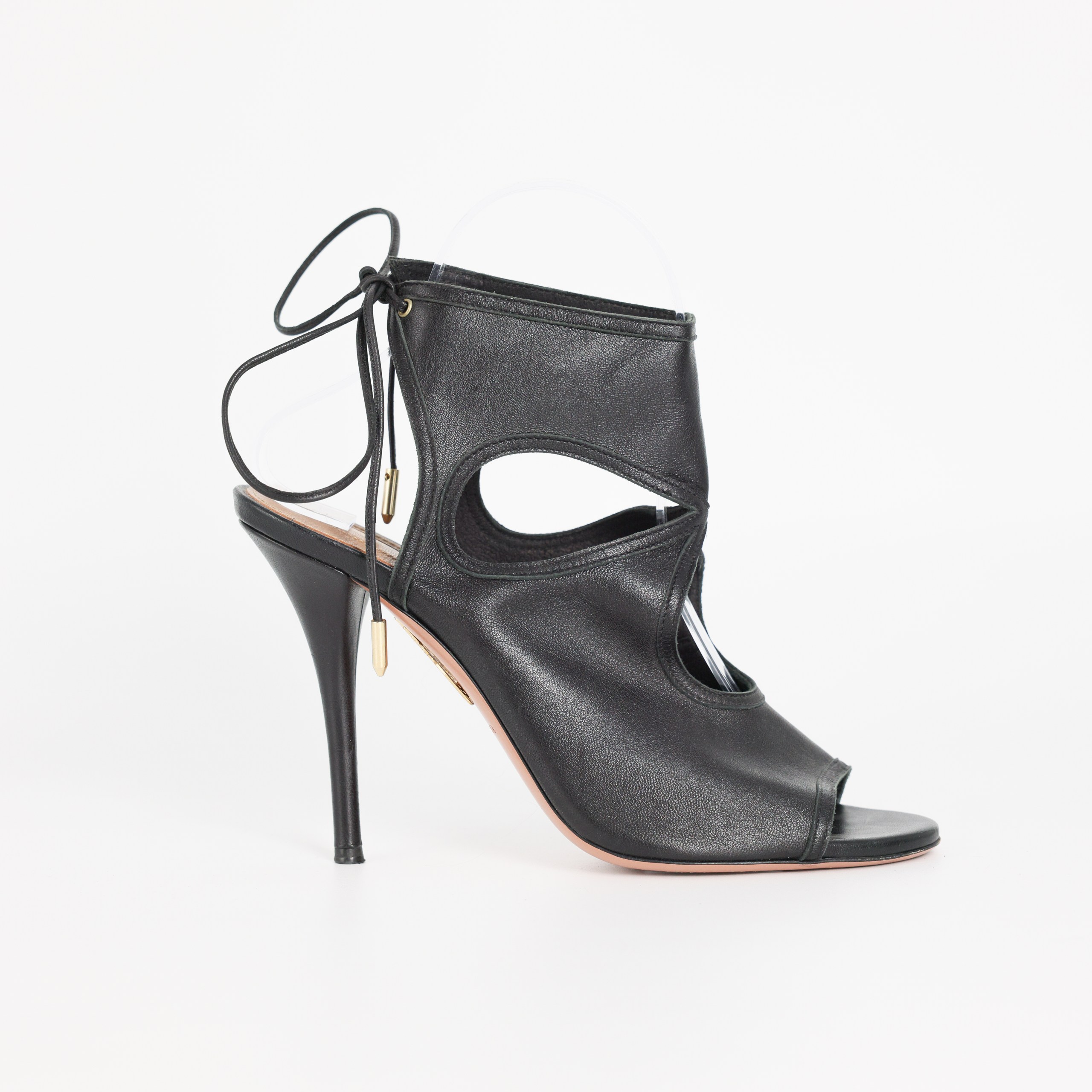 Босоножки Aquazzura 38 черная кожа, завязки, реставрация