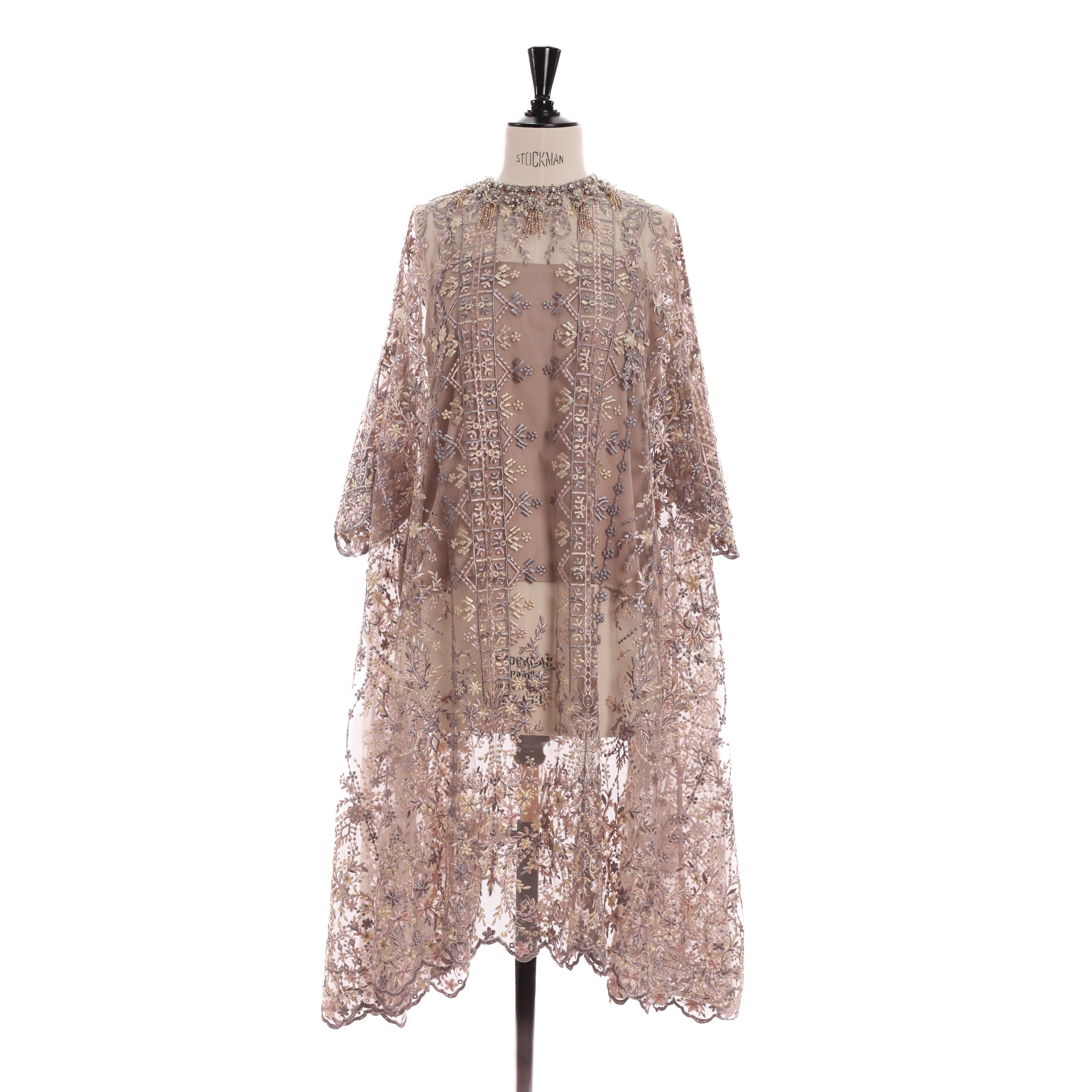 Платье MYVB ATELIER L MULTICOLOR  сетка,принт цветы,бисер по горлу