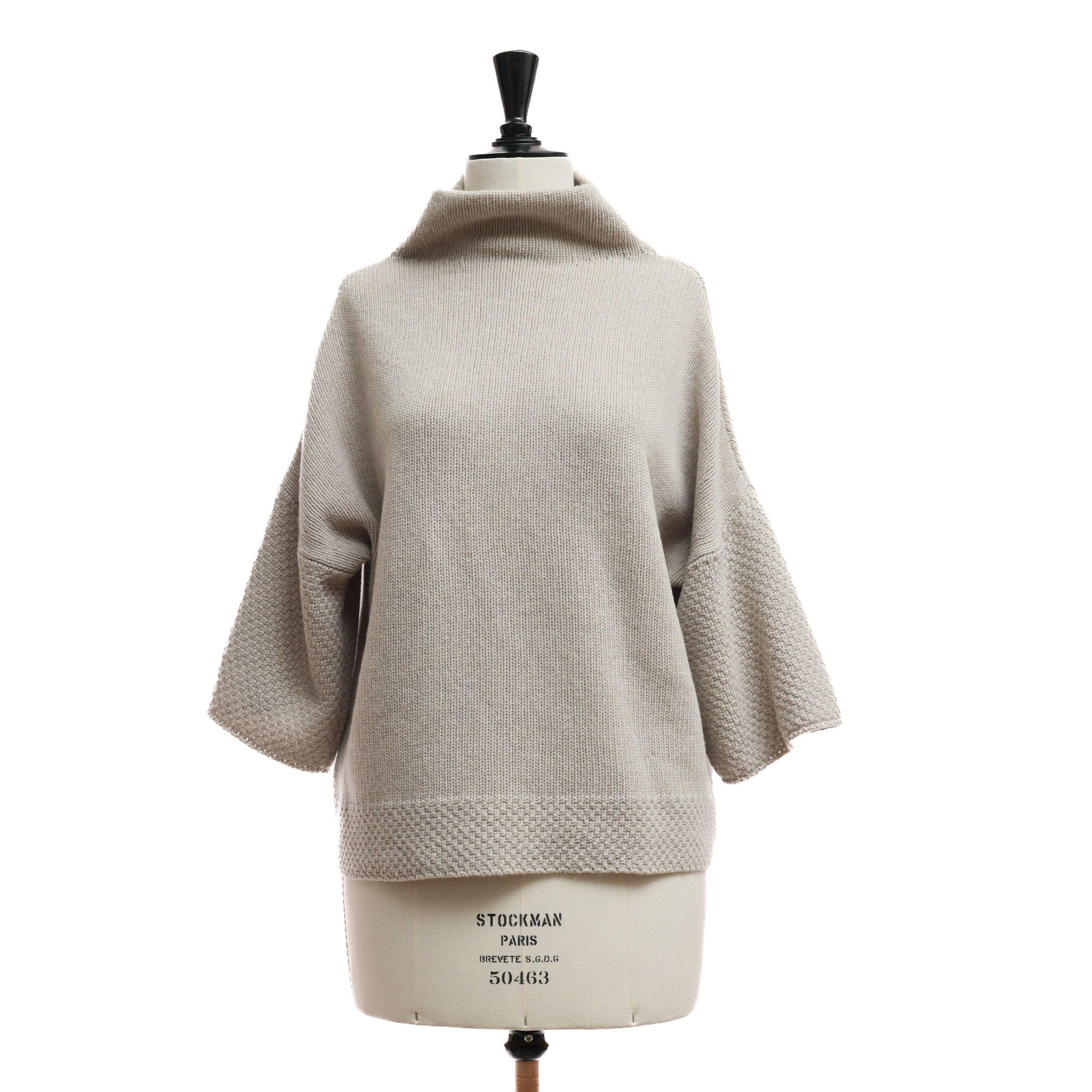 Свитер MAX MARA M Серо Бежевый TAUPE BEIGE шерсть вязка,широкое горло,рукав три четверти