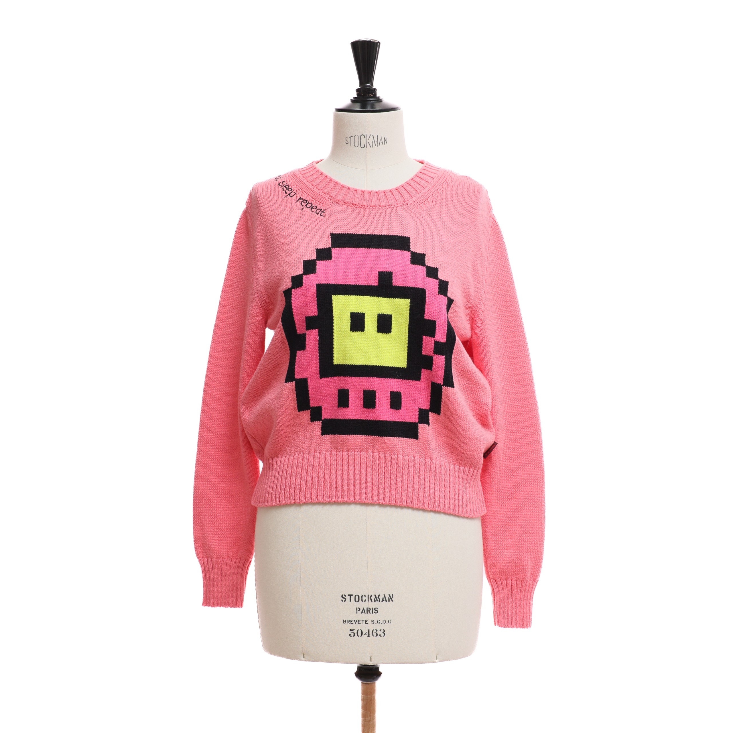 Свитер MAX&Co M Розовый вискоза вязка,салатовый принт по середине