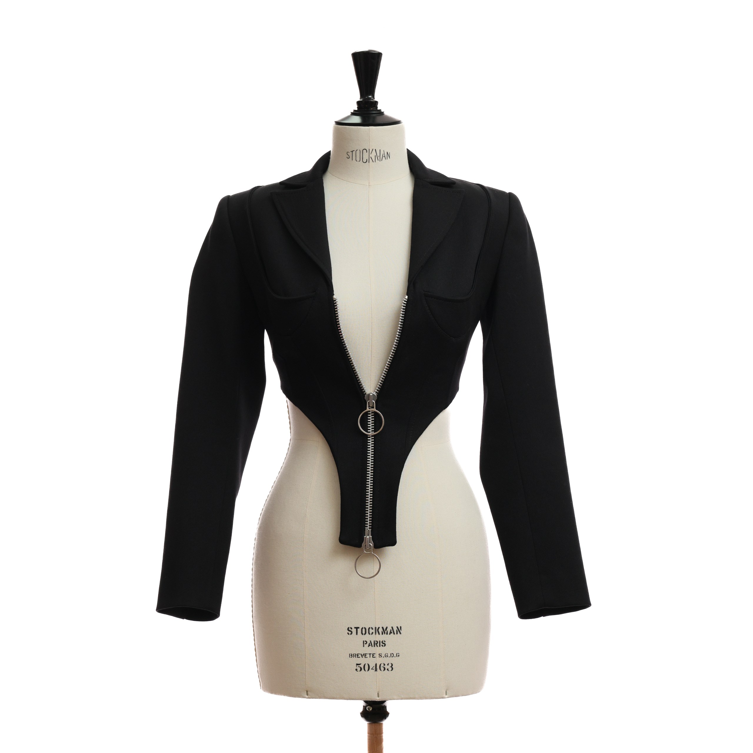 Жакет Aleksandre Akhalkatsishvili XS черная шерсть, укороченный, удлинение по зипперу спереди