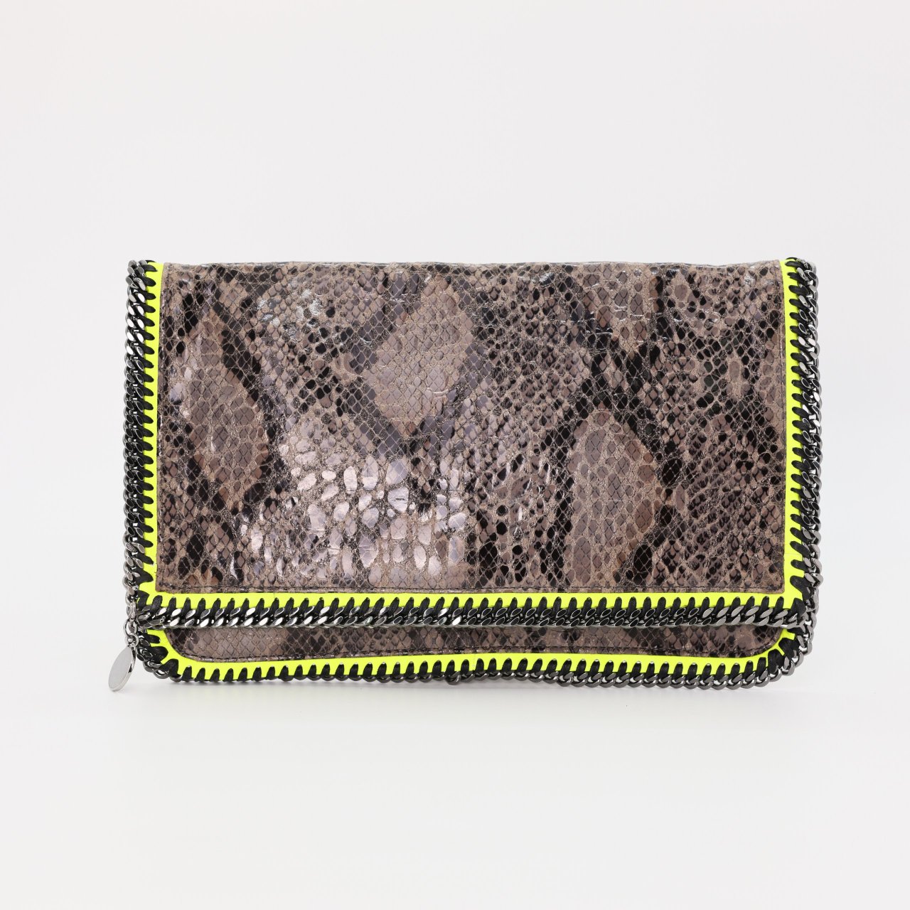 Сумка Stella McCartney имитация рептилии, стальная цень и неоновый по периметру