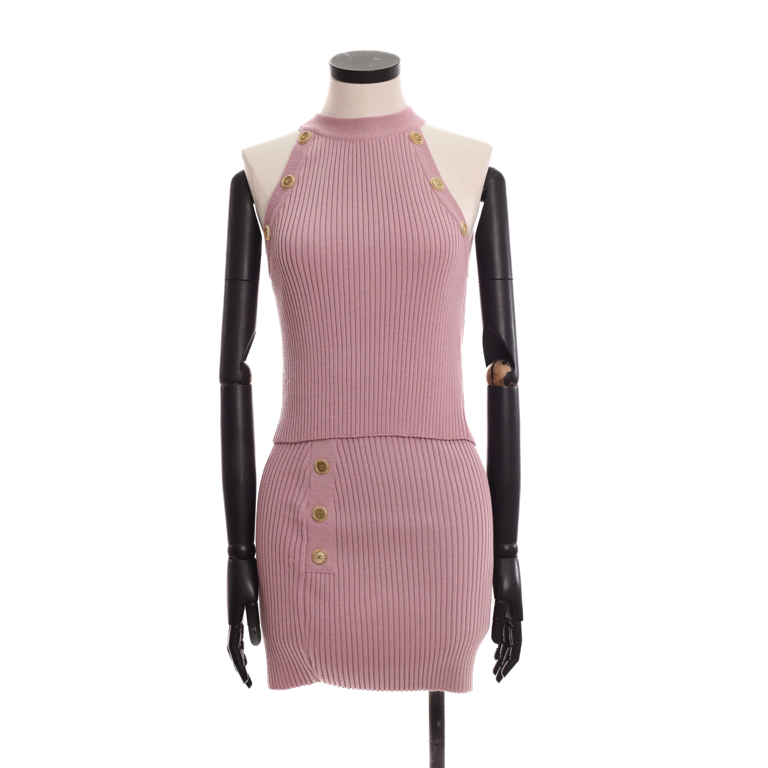 Сет FLAVIO CASTELLANI S Розовый шерсть юбка,вязка,декор золотые пуговицы