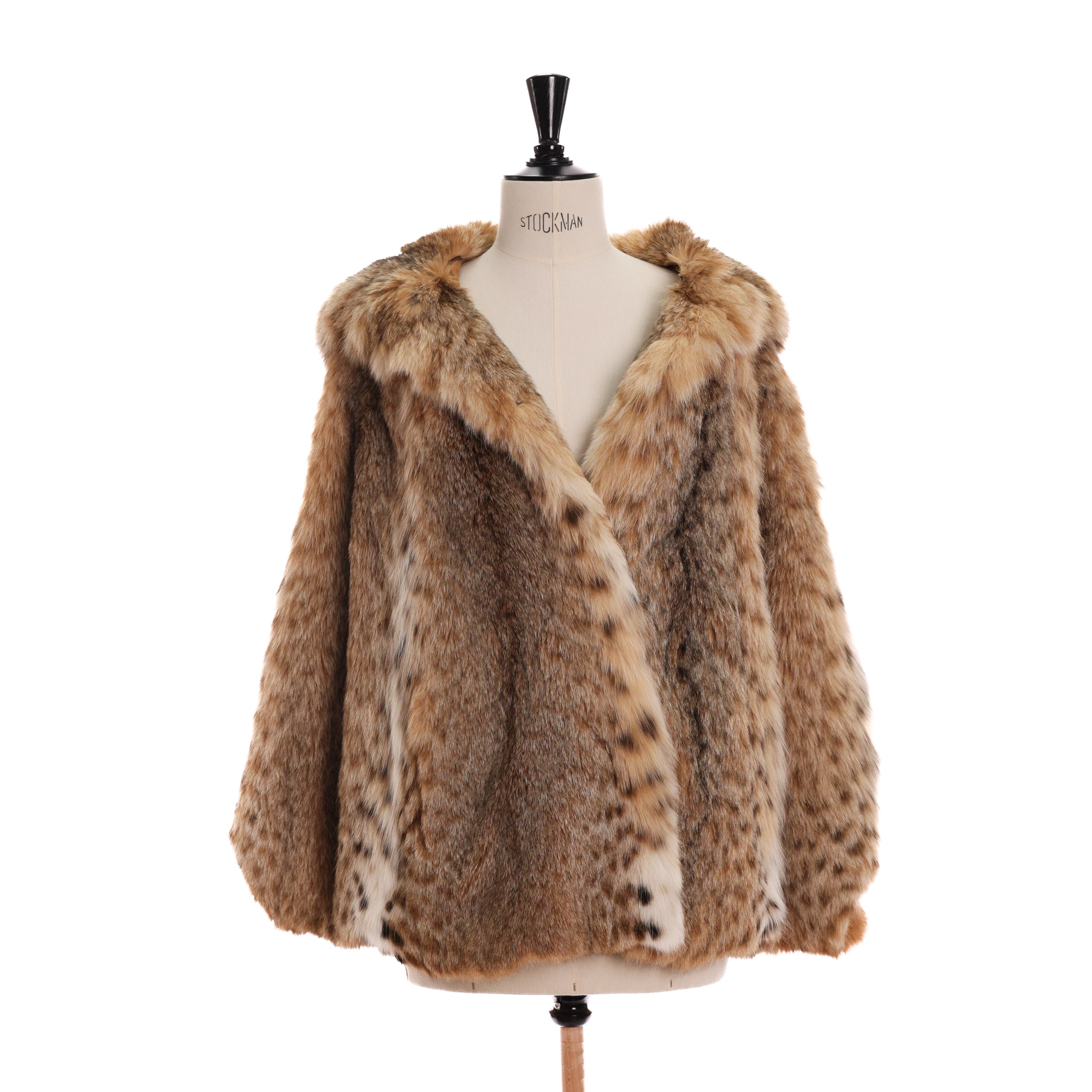 Шуба AVANTI 42 бежевый мех рысь,капюшон,кожанный пояс