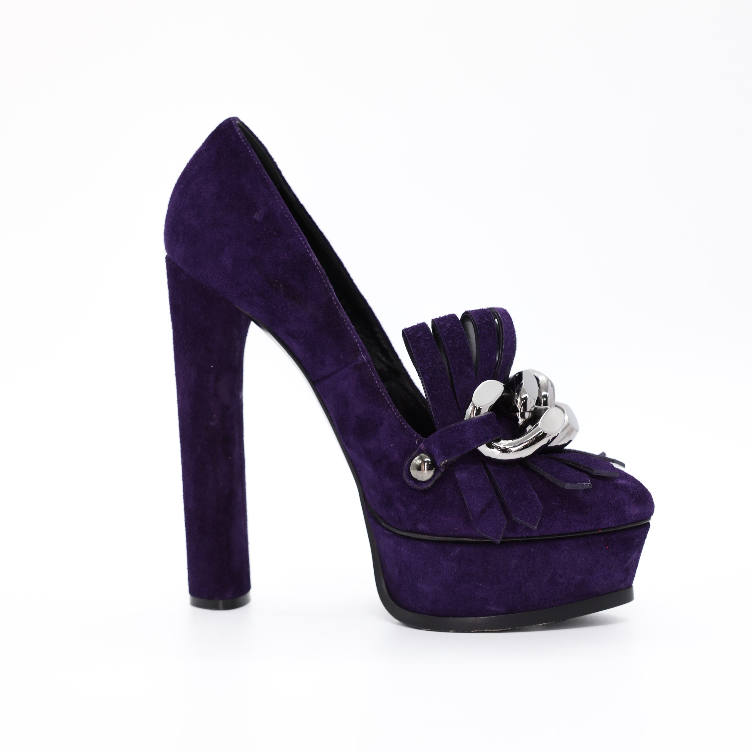 Туфли CASADEI 6 фиолетовый замша черненный метал цепь