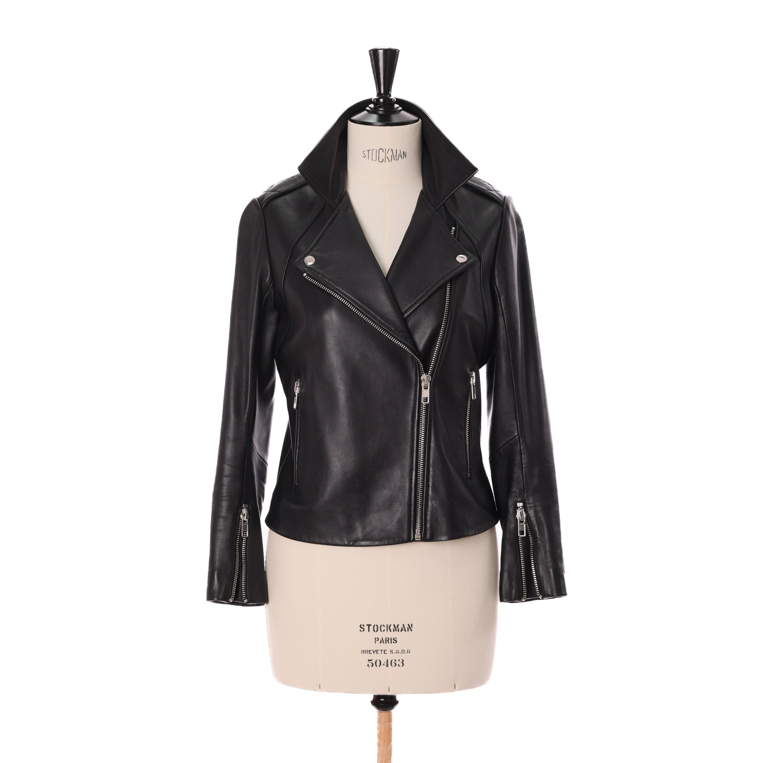 Куртка кожаная SANDRO 2 Черный кожа стальная фурнитура