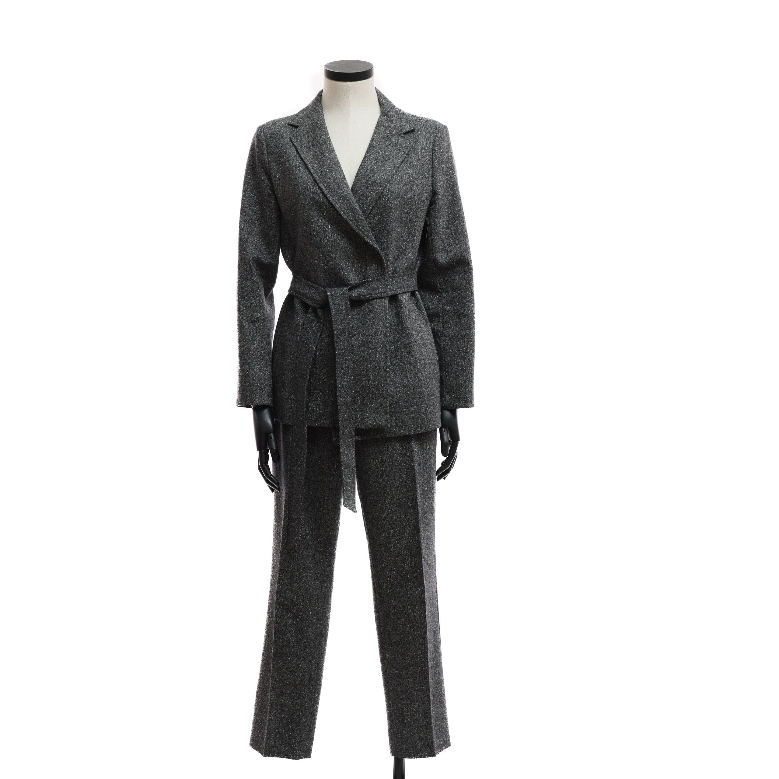 Костюм WEEKEND MAX MARA 44 серый шерсть классический,пиджак на поясе