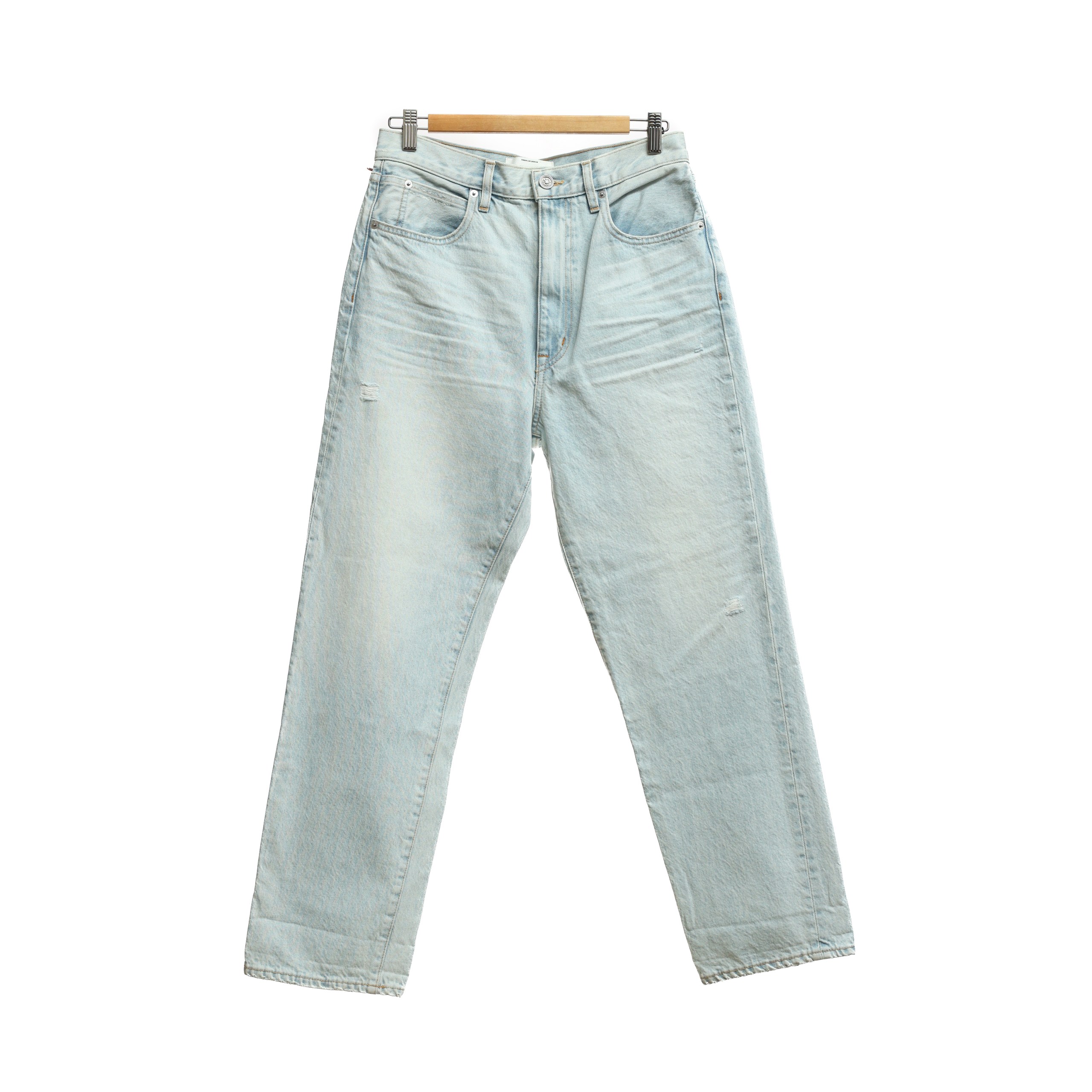 Джинсы SLVRLAKE 29 ГОЛУБОЙ деним высокая талия,две потертости на штанинах,зиппер