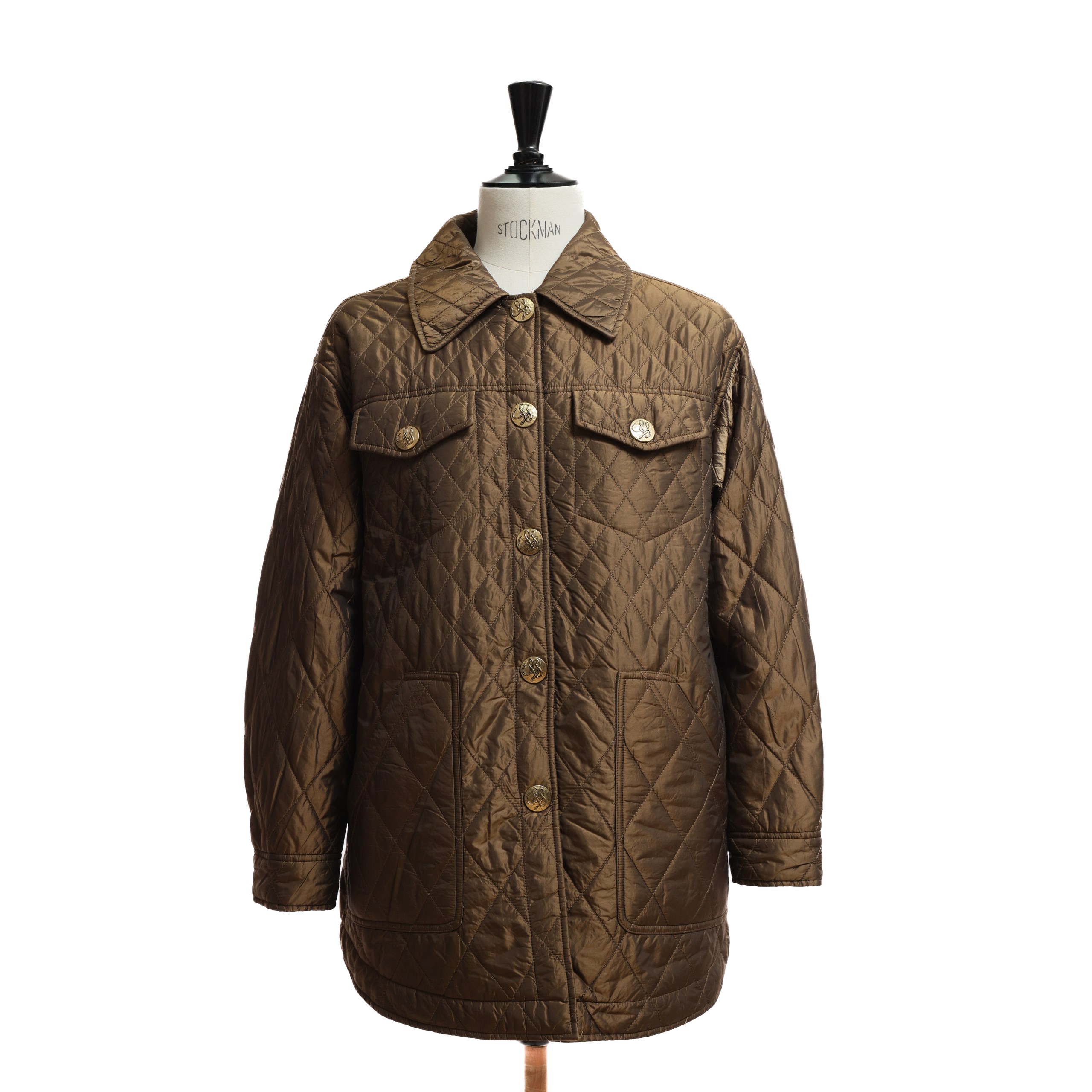 Куртка LUISA SPAGNOLI S коричневый балонь ромбовидная строчка,золотые пуговицы,на кнопках