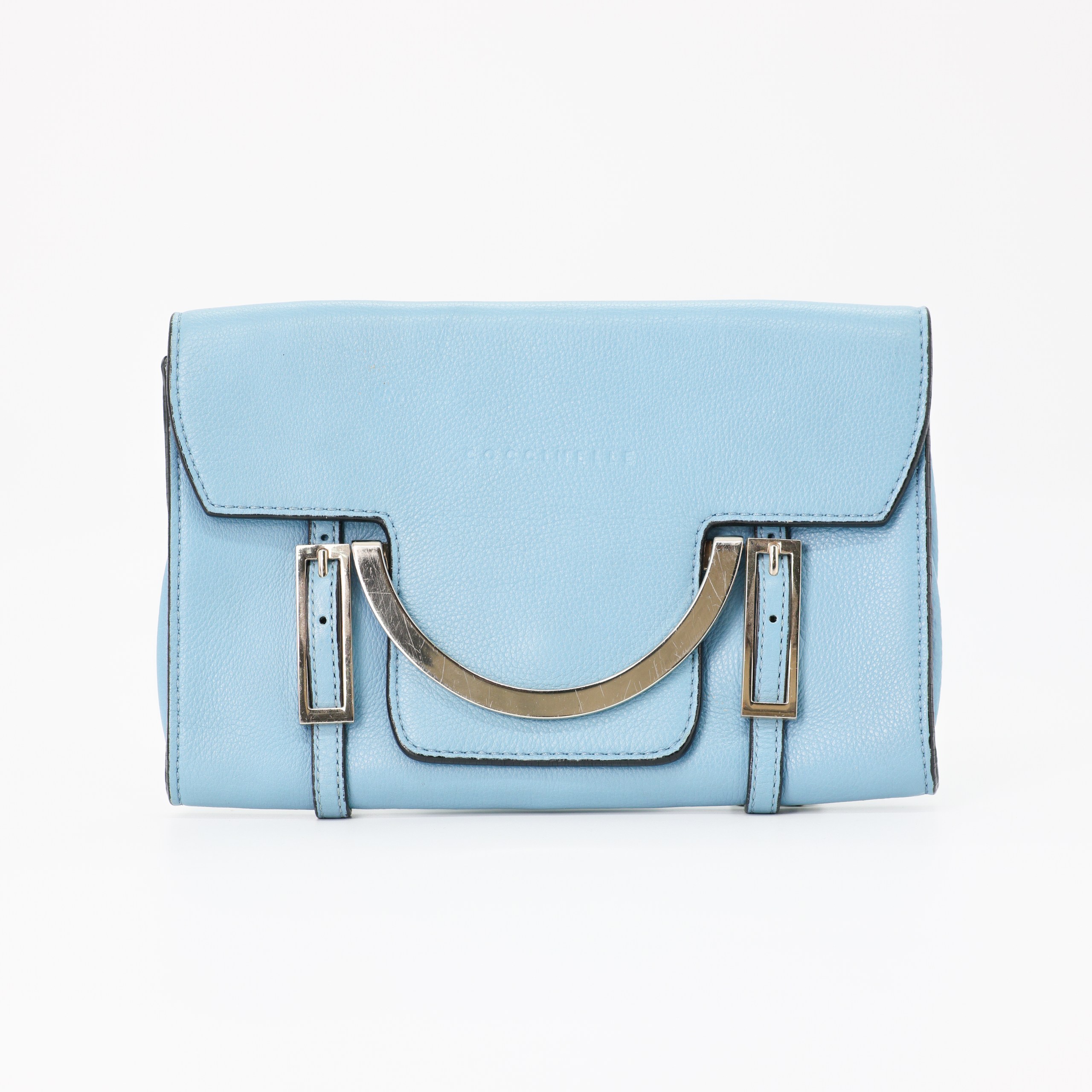 Сумка S COCCINELLE SMALL ГОЛУБОЙ кожа зерно,металическая фурнитура,ручка кожа/цепь