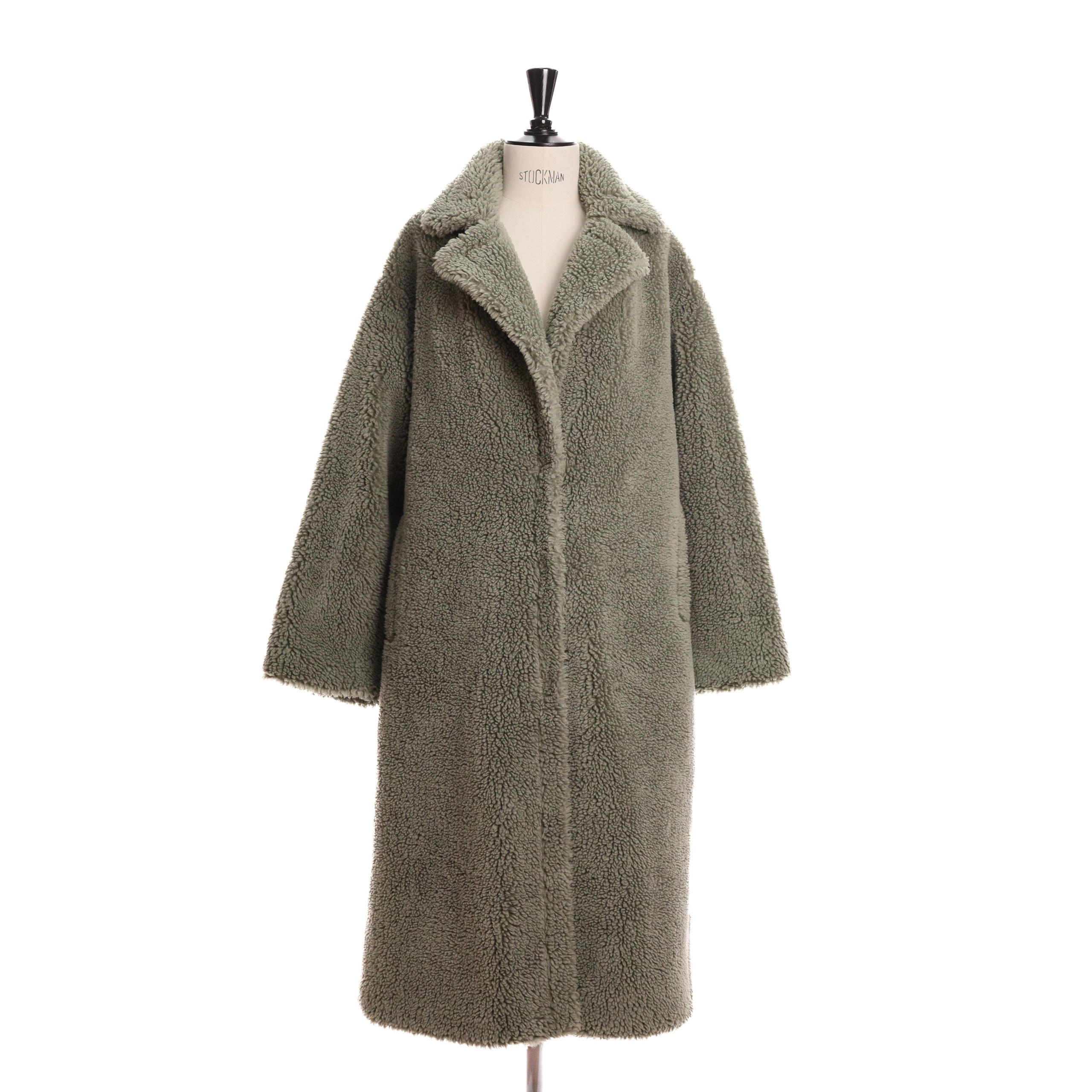 Шуба STAND STUDIO 34 Оливковый мех имитация,на кнопках