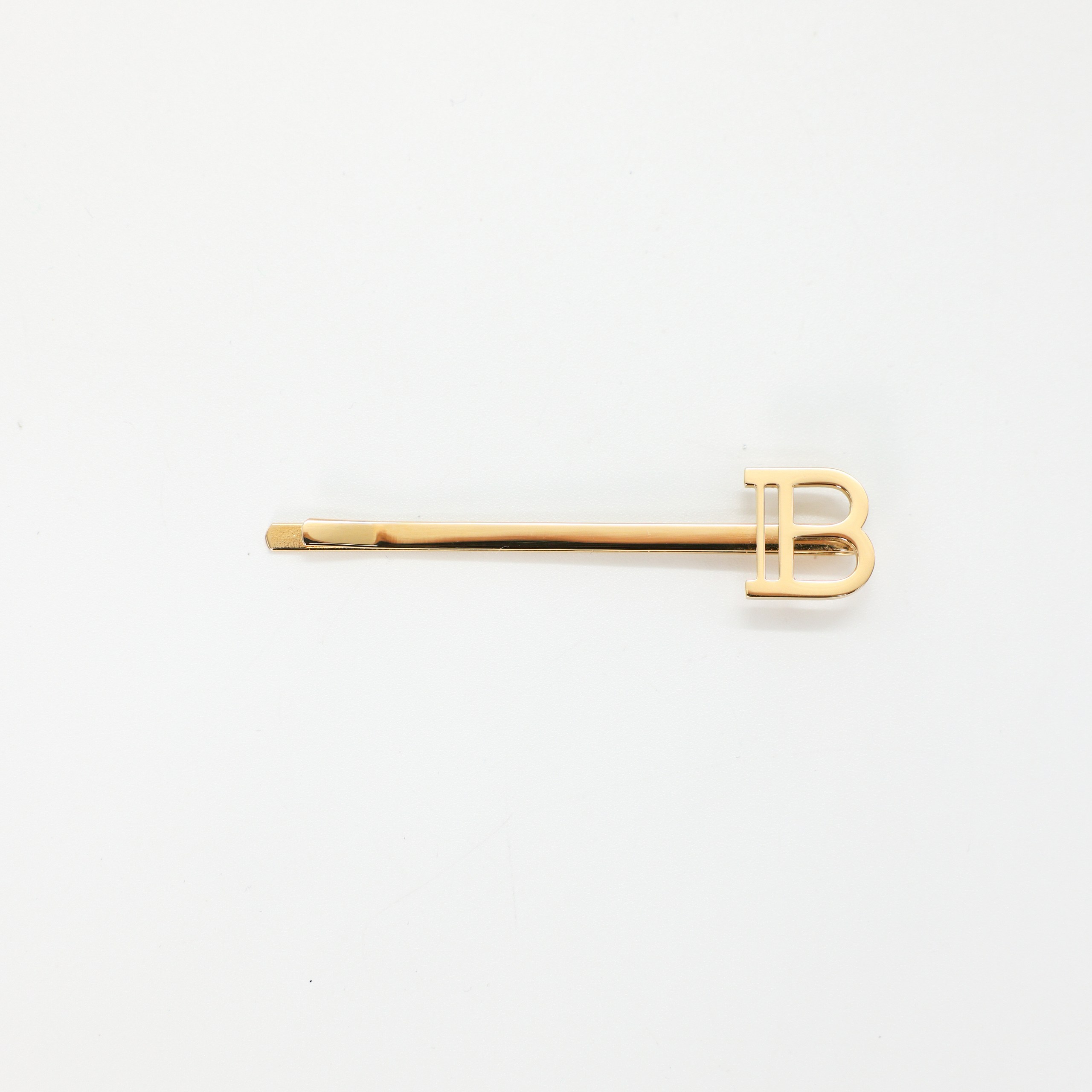 Заколка д/в BALMAIN OS золотой  невидимка с буквой B,коробка