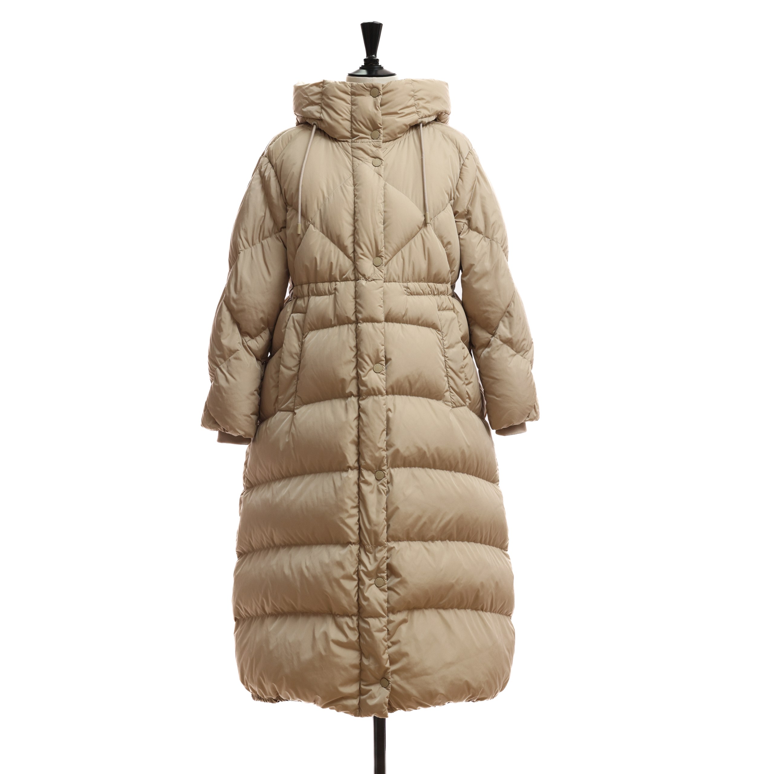 Пальто WEEKEND MAX MARA 38 бежевый балонь капюшон на кулиске,зиппер/кнопки,резинка по краю рукавов